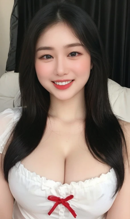 (realistic、masterpiece、Best Quality、8K、highres、white background, high resolution:1.3)、1 chubby girl:1.3)、(smile,show teeth), ((((very very gigantic sagging breasts:1.3))))、looking at viewers, black lace bikini、pale white skin、very blond hair ,very pale skin, extremely pale blonde hair, ivory pale skin, very white skin, pale skin, very pale white skin, very pale white skin,white skin and pale porcelain, white and pale skin, fair and pale skin!!, long blonde hair, looking at viewers、super fine face and eyes、long blonde hair、 ((full breasts:1.3)), indoor、 upper body、