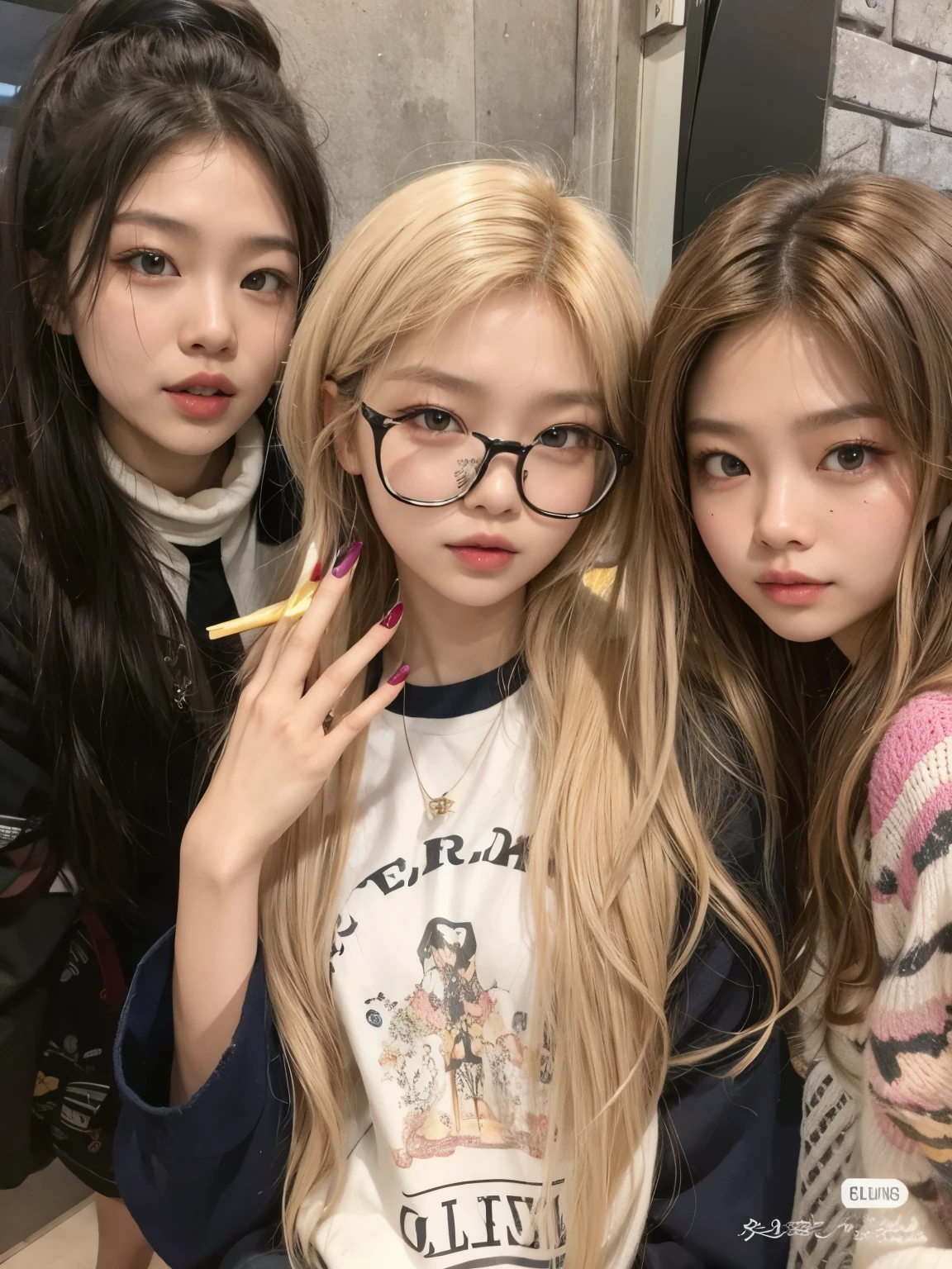  4 Girl with sex face wearing glasses with tongue out