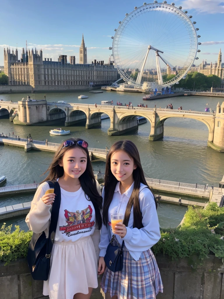 High school girls on a trip to England、Looks like a lot of fun、London Sightseeing、Everything sparkles、Beautiful scenery、Cute girl、