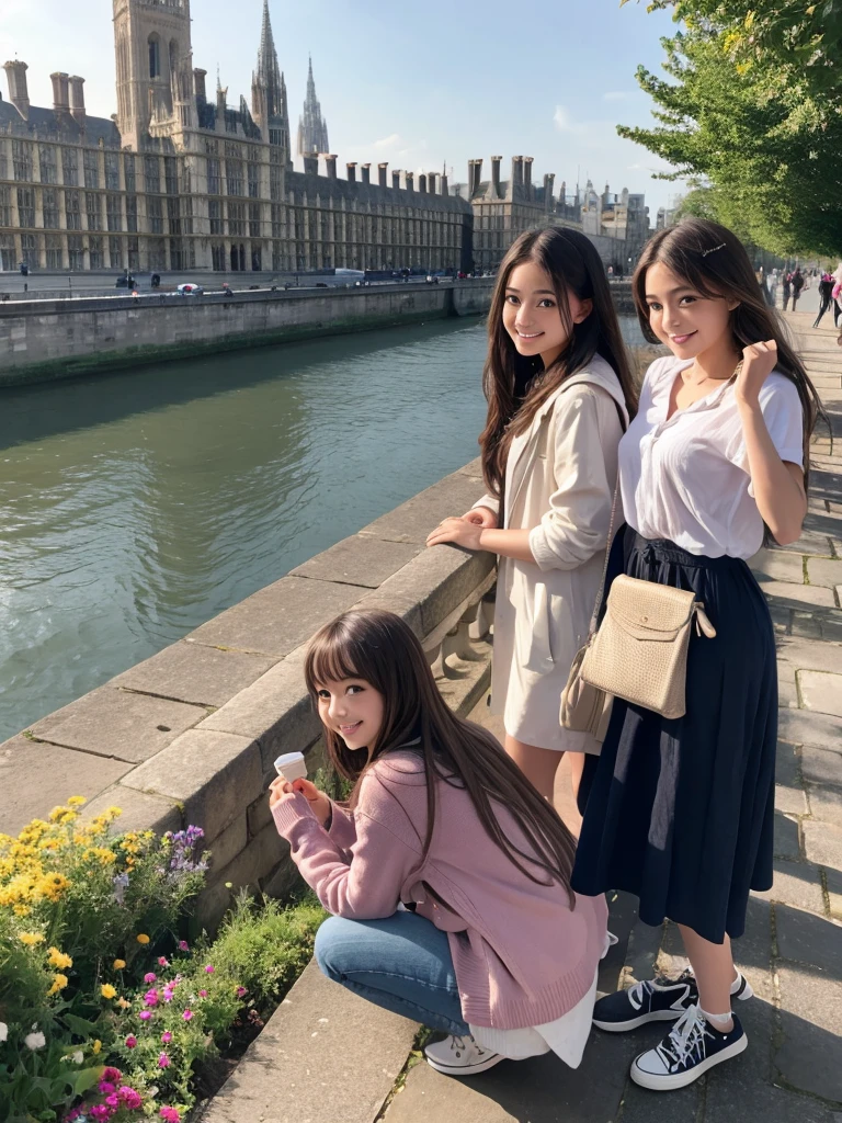 High school girls on a trip to England、Looks like a lot of fun、London Sightseeing、Everything sparkles、Beautiful scenery、Cute girl、