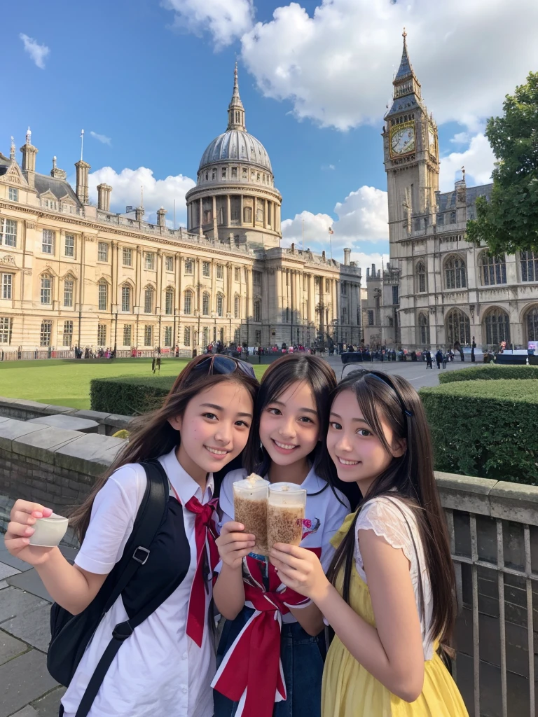High school girls on a trip to England、Looks like a lot of fun、London Sightseeing、Everything sparkles、Beautiful scenery、Cute girl、