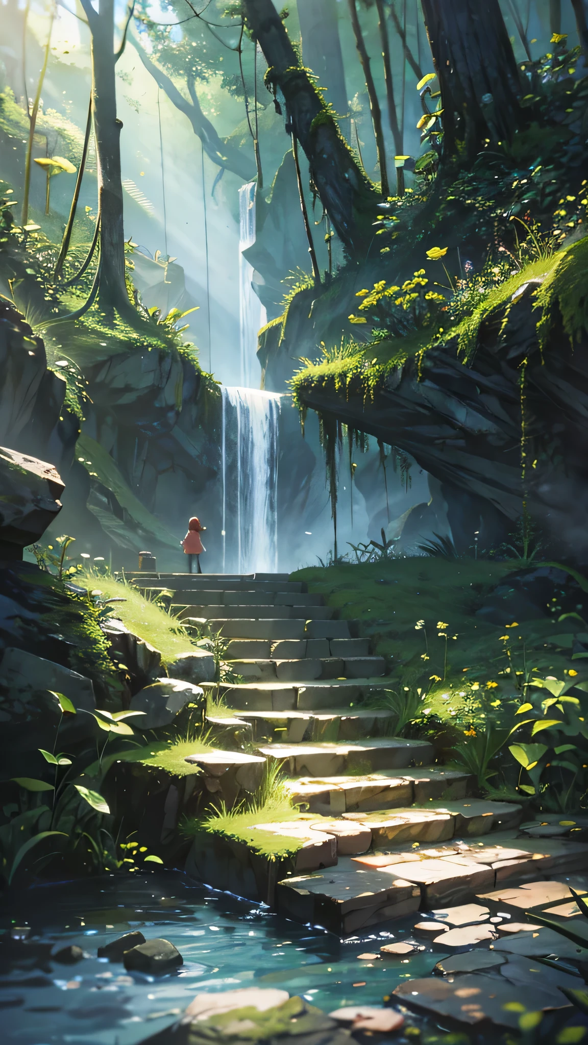 Ancient forest, It is expressed with very delicate and high-quality digital painting technology., Reach 8K resolution. This work、With its sharp focus、It&#39;s getting a lot of attention on the ArtStation website.。, Rich changes in light, Highly complex and detailed central structure. Inspired by artists like Lois van Baarle (Reusch), Ilya Kuvshinov, Studio Ghibli, The style of the website、The soft, watercolor-like colors capture the chibi-kawaii aesthetic.。.