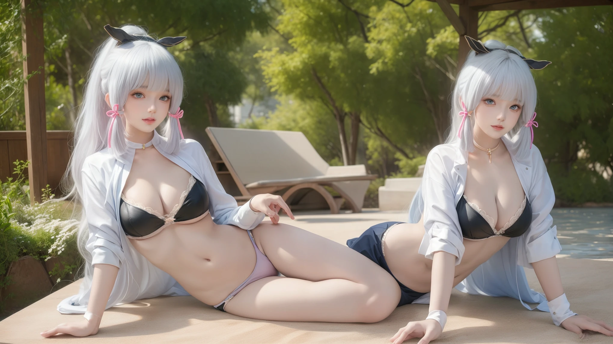 best quality, masterpiece, high resolution, A girl， Wearing a super-thin pink mini bikini，Sexy sitting on the floor， （（（Open your legs））），（Huge breasts： 1.2），（（（Breast close-up）），（（（fullbody）））），Cleavage、Tempting， ，（Huge breasts子： 1.2），， （Cleavage）， ，Busty beauty NSFW