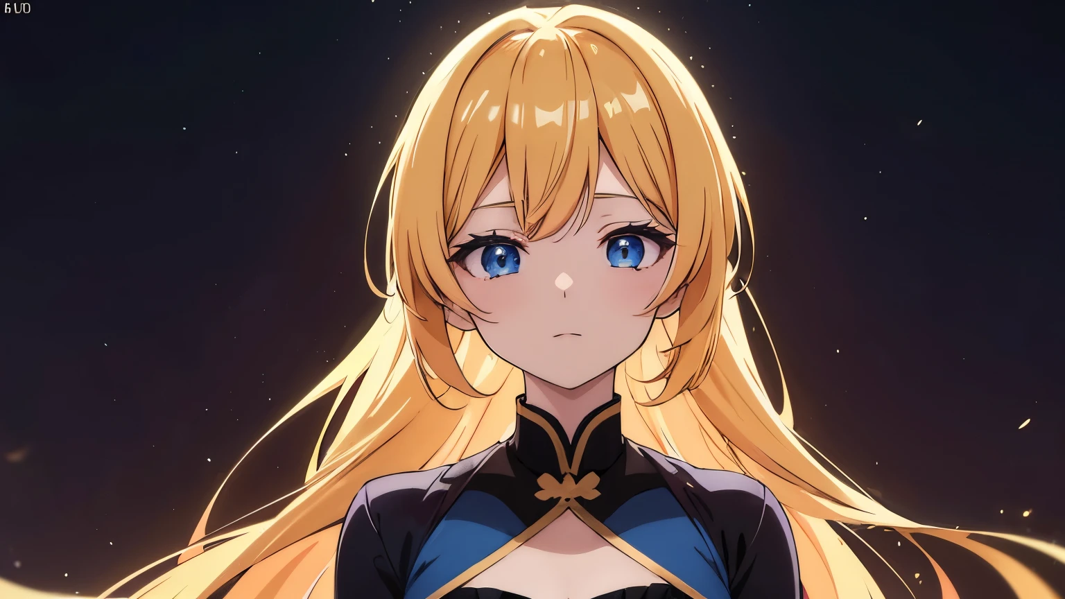 Anime girl with golden hair and a rainbow dress in front of a black background, Blue eyes,Anime Style 4k, ayaka genshin impact, Best Anime 4K Wallpaper, anime art wallpaper 4k, anime art wallpaper 4k, Detailed digital anime art, anime art wallpaper 8k, 4K Manga Wallpapers, Beautiful anime artwork, 4k anime wallpaper,