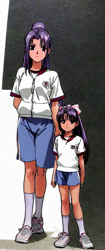 Momoko Koigakubo, a tall girl with beautiful legs, is standing in a white gym suit and knee-length pants with a very happy look on her face.。
