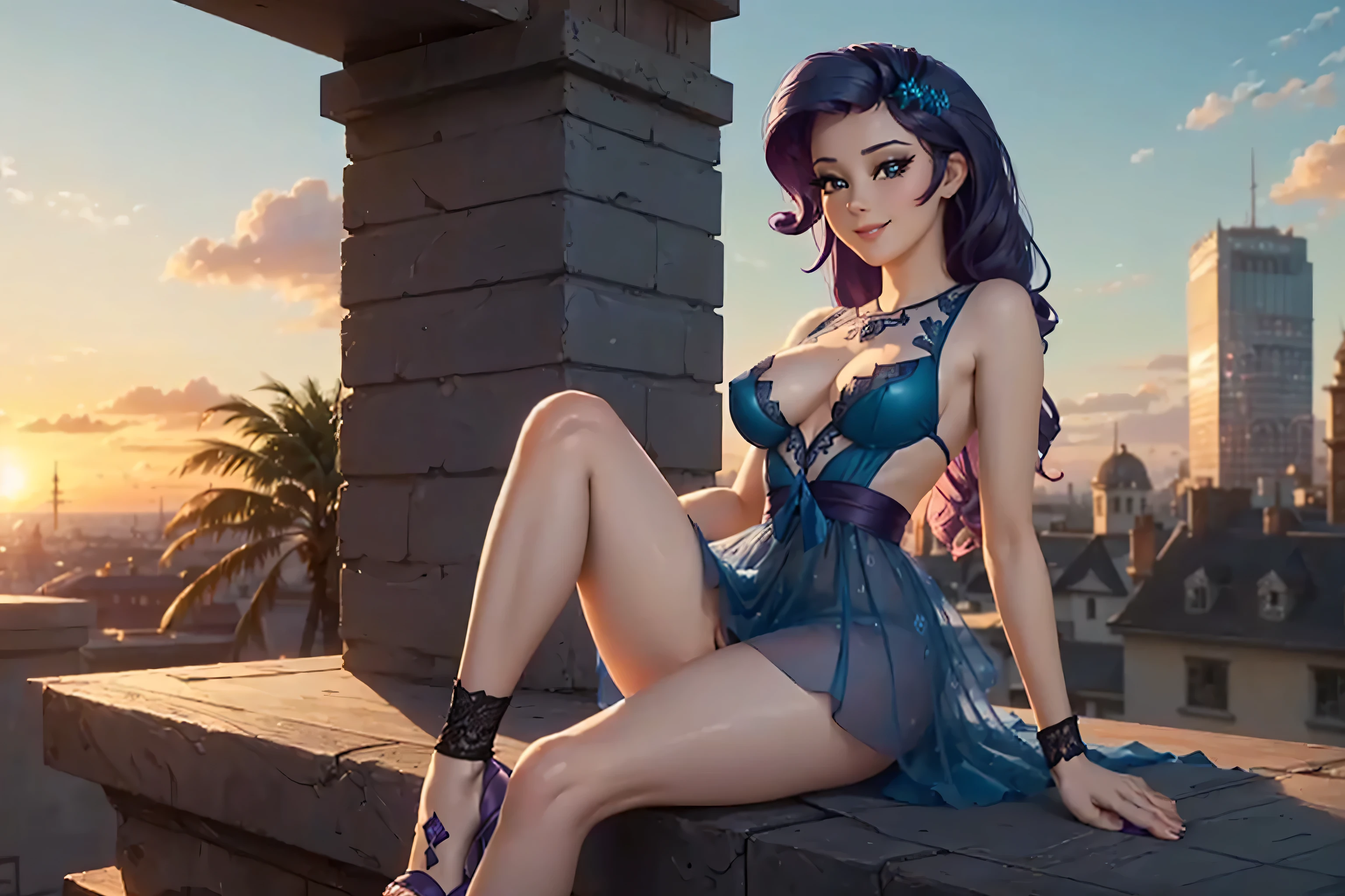 (((beautiful female body))),(((rarity as a sweet charming hot seductive horny girl))) ,(((sit on the ledge of rooftop wide spread legs)))), (((outdoor))),(((landscape in background))),(((lewd and erotic posing))), (((happy wicked smile))) ,(((wear light blue sheer lace transparent see through very short prom dress))) ,(((((vagina is visible))))), (((upskirt view))) , breasts are visible , (((wear high heels))) , golden bracelets , big breasts , lush breasts , Bulky Breasts , voluminous breasts , eye contact, high quality , detailed , wallpaper , realistic , feet are visible ,(((look at to viewer))),(((bare belly))),(((side close view)))