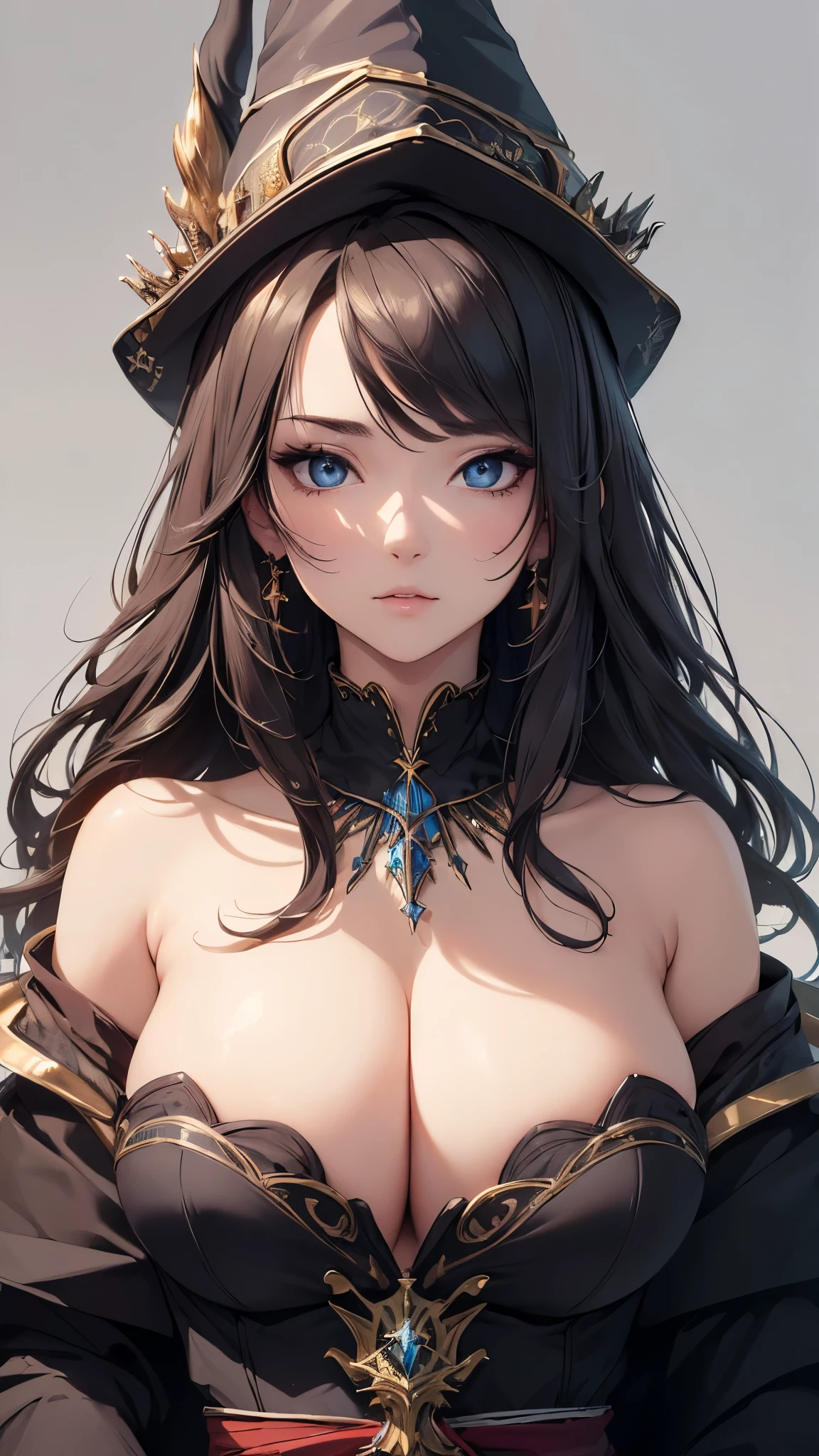 (((masterpiece))), (((High resolution)))、(((8K quality)))、(((perfect face)))、(((Beautiful woman wizard))), big tits, off shoulder, look at the camera, ((top quality eyes)), (detailed face), (detailed texture)