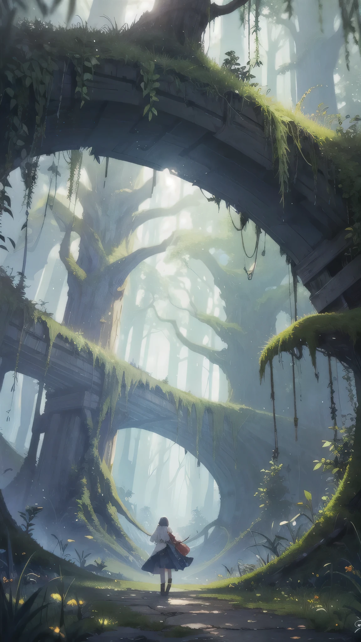 Ancient forest, It is expressed with very delicate and high-quality digital painting technology., Reach 8K resolution. This work、With its sharp focus、It&#39;s getting a lot of attention on the ArtStation website.。, Rich changes in light, Highly complex and detailed central structure. Inspired by artists like Lois van Baarle (Reusch), Ilya Kuvshinov, Studio Ghibli, The style of the website、The soft, watercolor-like colors capture the chibi-kawaii aesthetic.。.