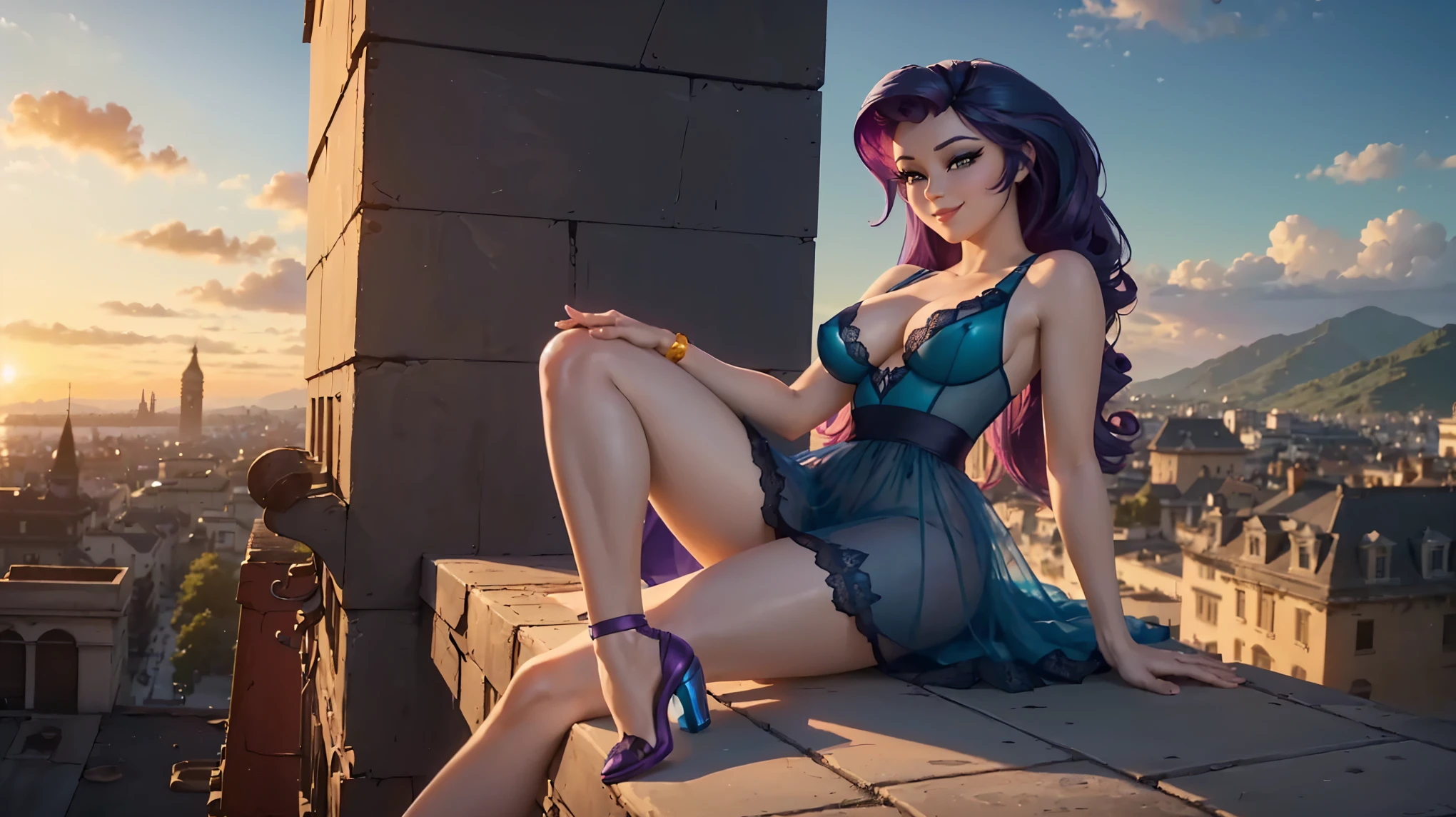 (((beautiful female body))),(((rarity as a sweet charming hot seductive horny girl))) ,(((sit on the ledge of rooftop wide spread legs)))), (((outdoor))),(((landscape in background))),(((lewd and erotic posing))), (((happy wicked smile))) ,(((wear light blue sheer lace transparent see through very short prom dress))) ,(((((vagina is visible))))), (((upskirt view))) , breasts are visible , (((wear high heels))) , golden bracelets , big breasts , lush breasts , Bulky Breasts , voluminous breasts , eye contact, high quality , detailed , wallpaper , realistic , feet are visible ,(((look at to viewer))),(((bare belly))),(((side close view)))