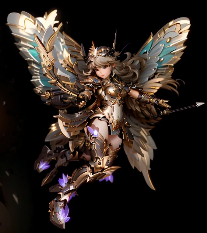 Close-up of a woman holding a bow and arrow and wings, angel knight girl, 2. 5d cgi anime fantasy artwork, Mechanized Warrior Girl, winged archer, Steampunk Angel, Ragnarok, Detailed digital 3D fantasy art, Natalie in epic battle fantasy, Fantasy Characters, As a mysterious Valkyrie, Fairy, MMORPG Fantasy, MapleStory Gun Girl, Elf Character