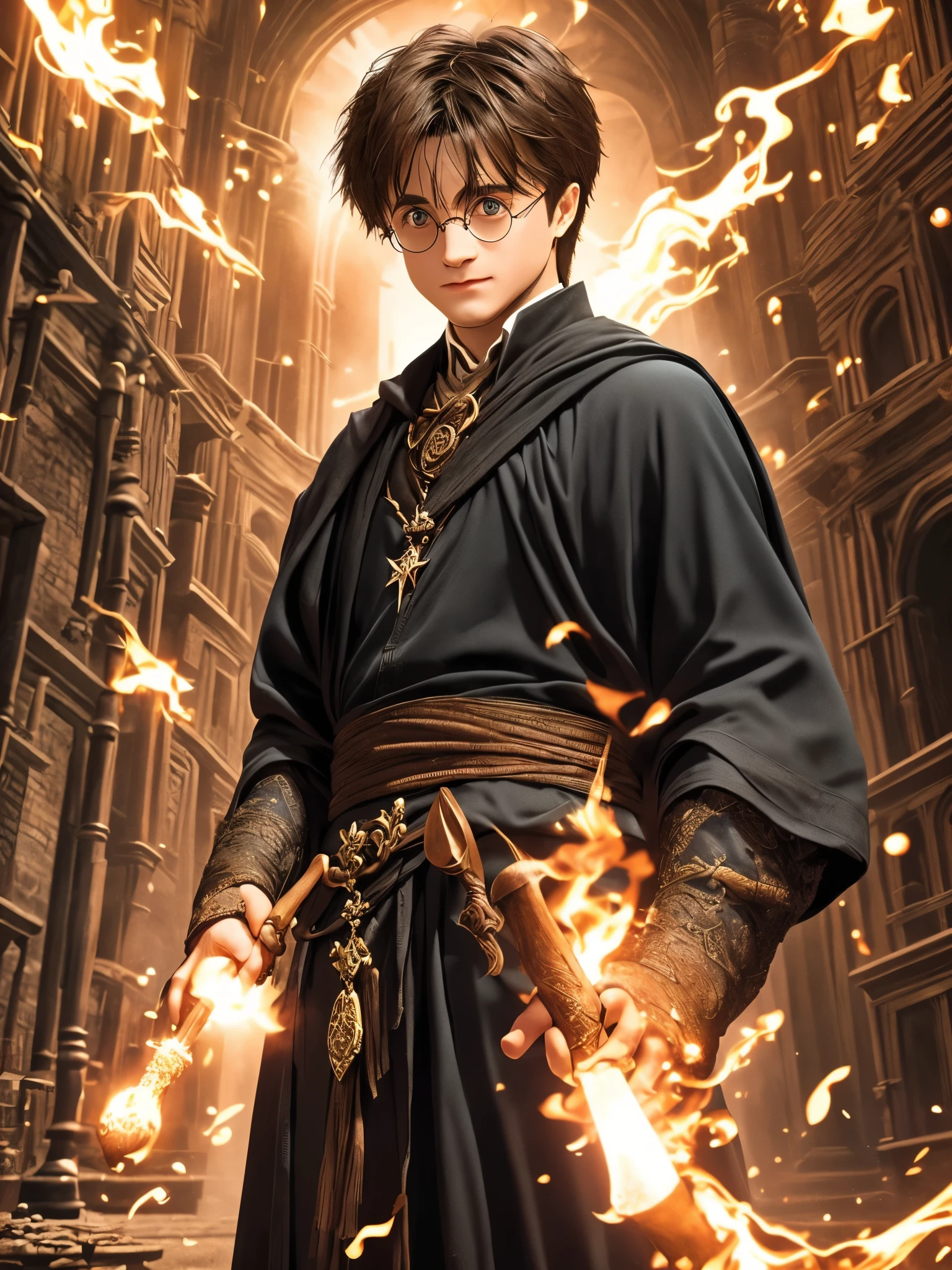 Harry Potter is a dark Wizard, RPG, Sorceress, Magia, Harry Potter Series, corpo inteiro, black mage, garoto
