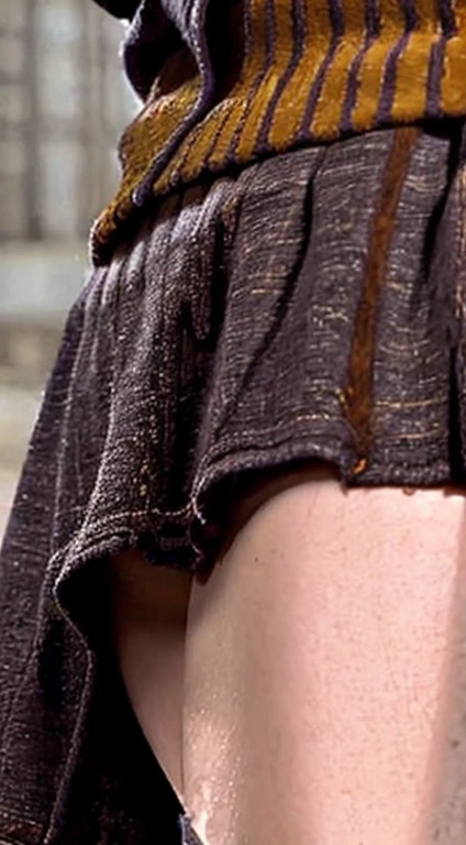 best quality,ultra-detailed,(photorealistic:1.37),portrait of Hermione Granger's upper body in Hogwarts uniform,front view,skirt,sweater,Hogwarts background, upskirt focus view, skirt lift, panties, wet legs, under view 