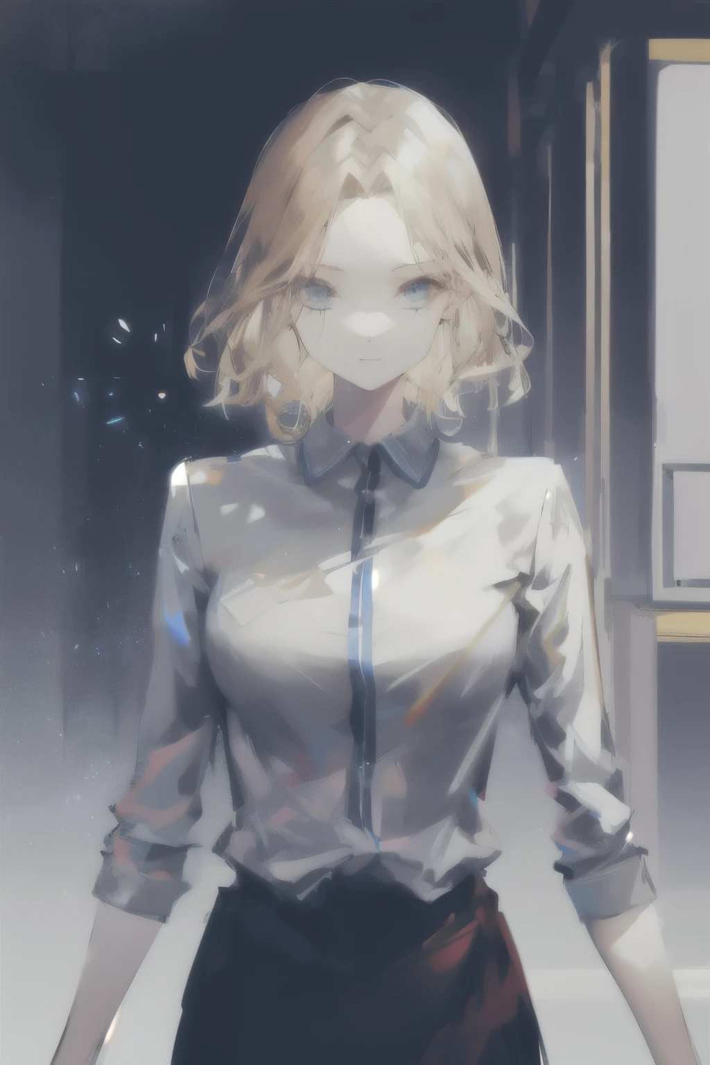 Gender: Girl
Hairstyle: Short
Hair Color: Blonde
Main Color of Clothing: Navy
Design of Clothing: Professional business attire, consisting of a blazer and skirt, designed to appear approachable and authoritative. raincoat jacket