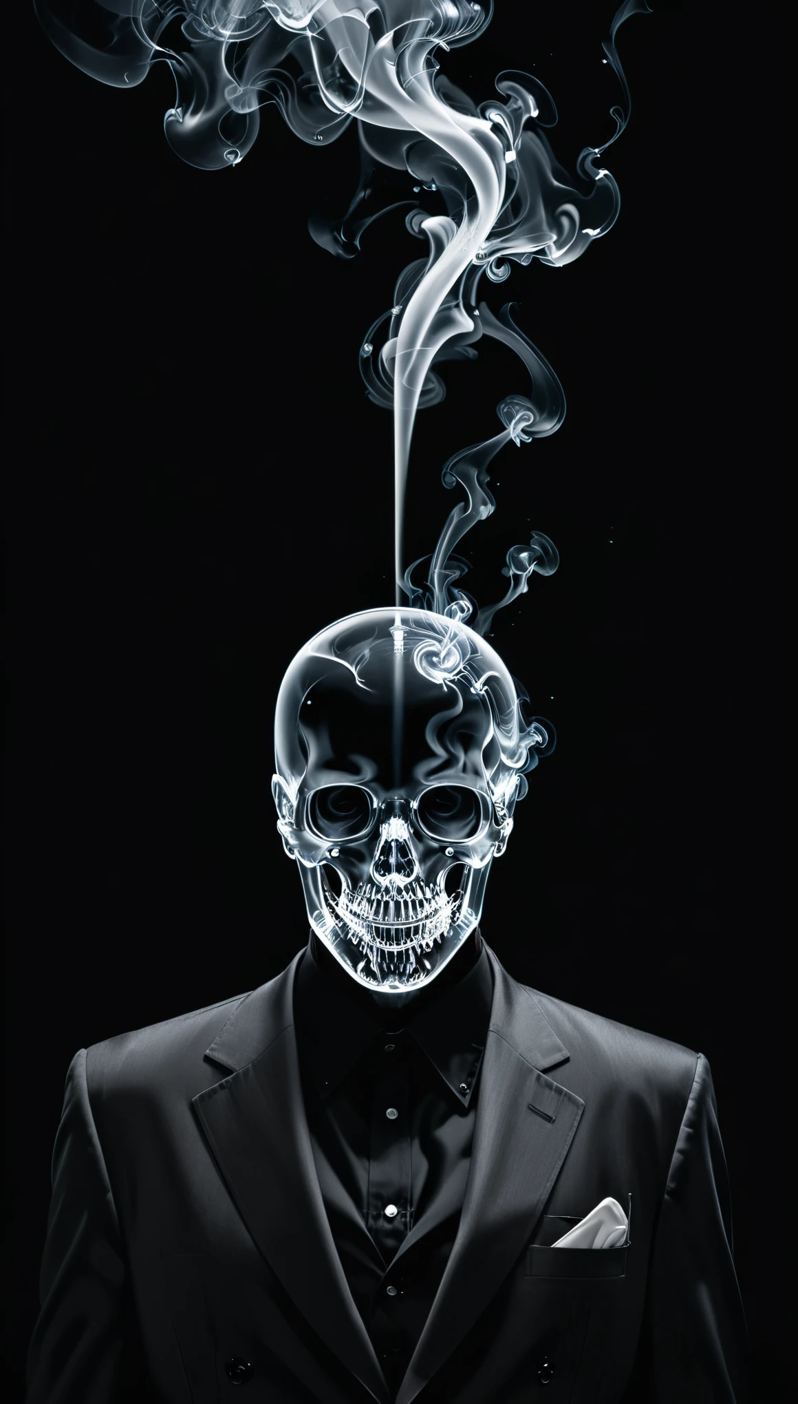 in style of Nick Veasey，man smoking