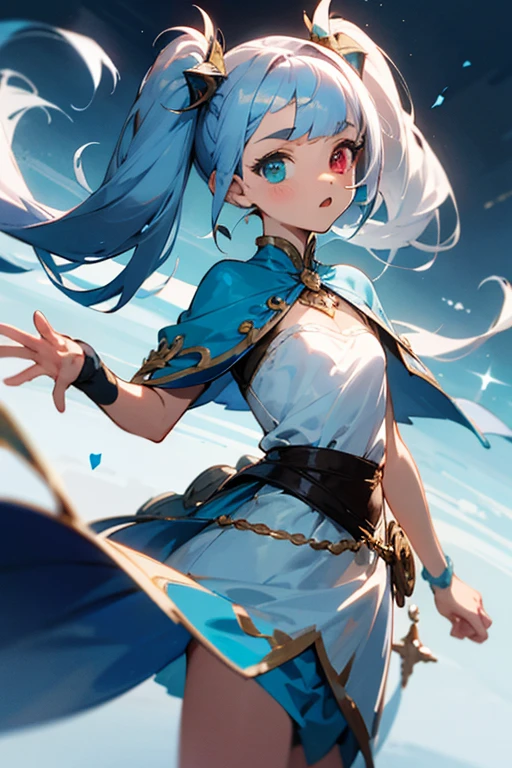 Uma garota,cabelo azul,twin tails,Heterochromia,magic fantasy,melhor qualidade de imagem,mais alta qualidade