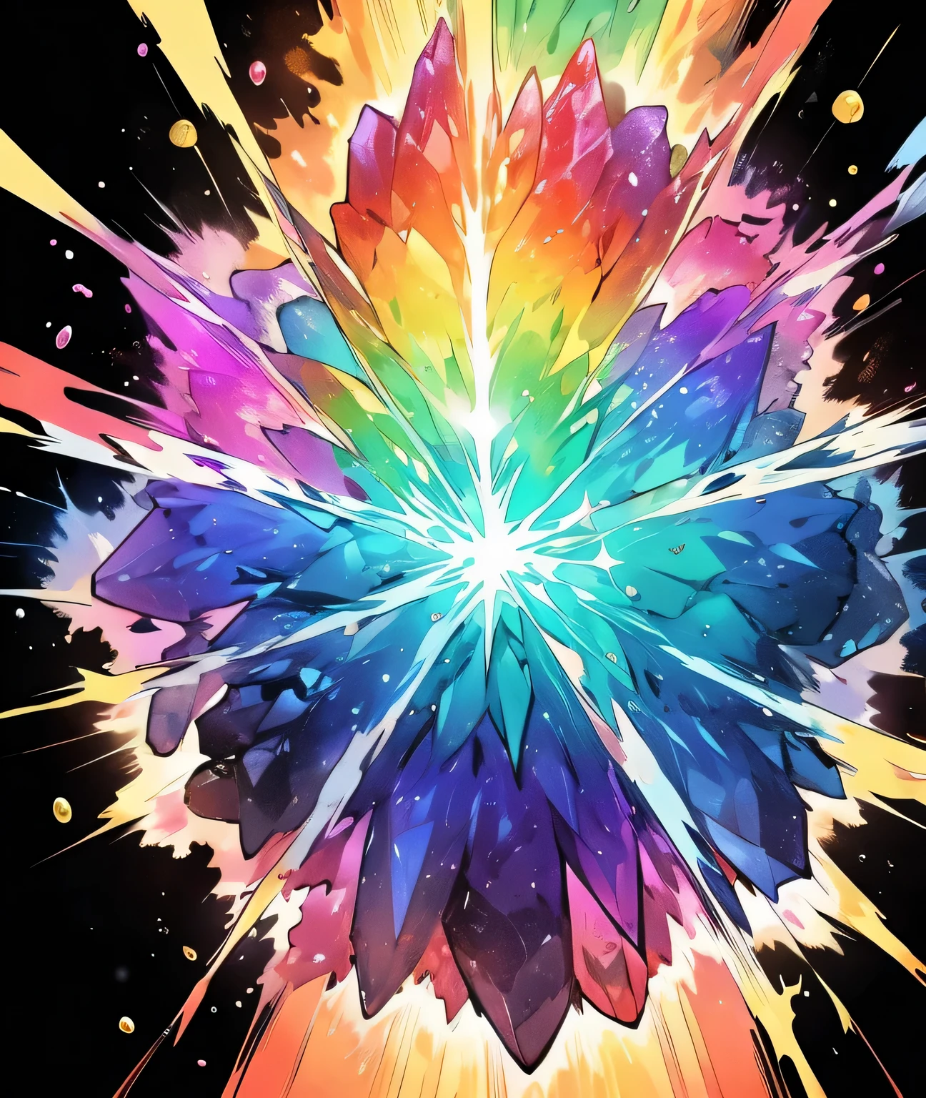 A multicolored crystal explosion 