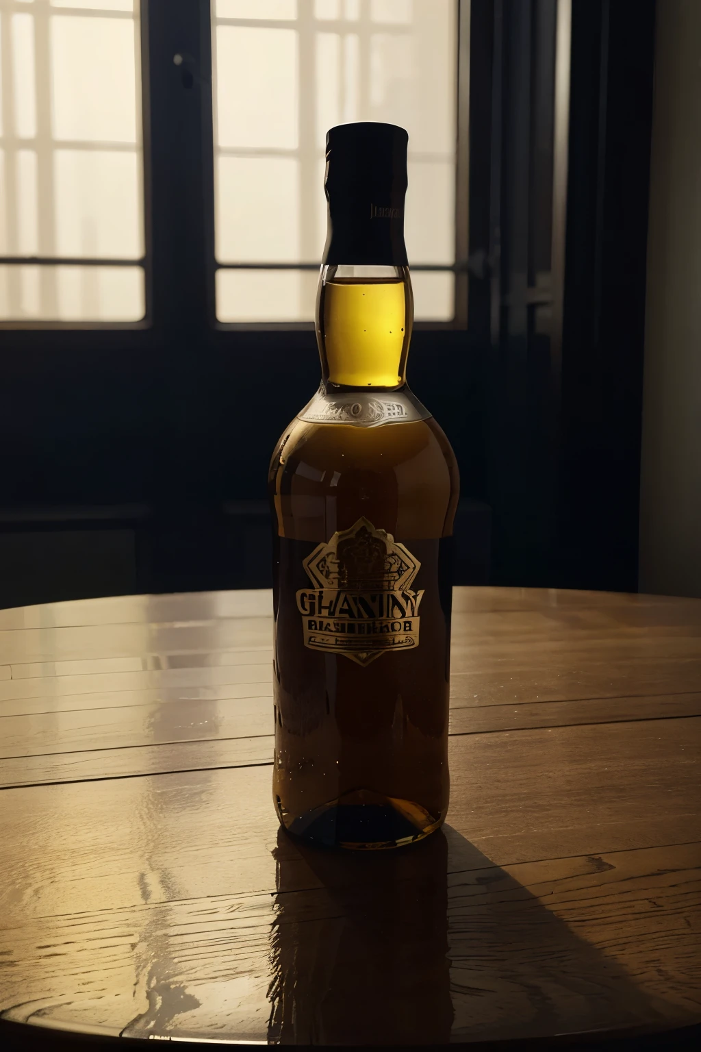 there is a bottle of liquor and a glass on a table, inspired by William Grant Stevenson, “ golden chalice, by Aleksander Gierymski, high resolution product photo, inspired by Edwin Georgi, 4 0 years, skewed shot, inspired by Alexander Fedosav, inspired by József Koszta, by Elias Ravanetti
