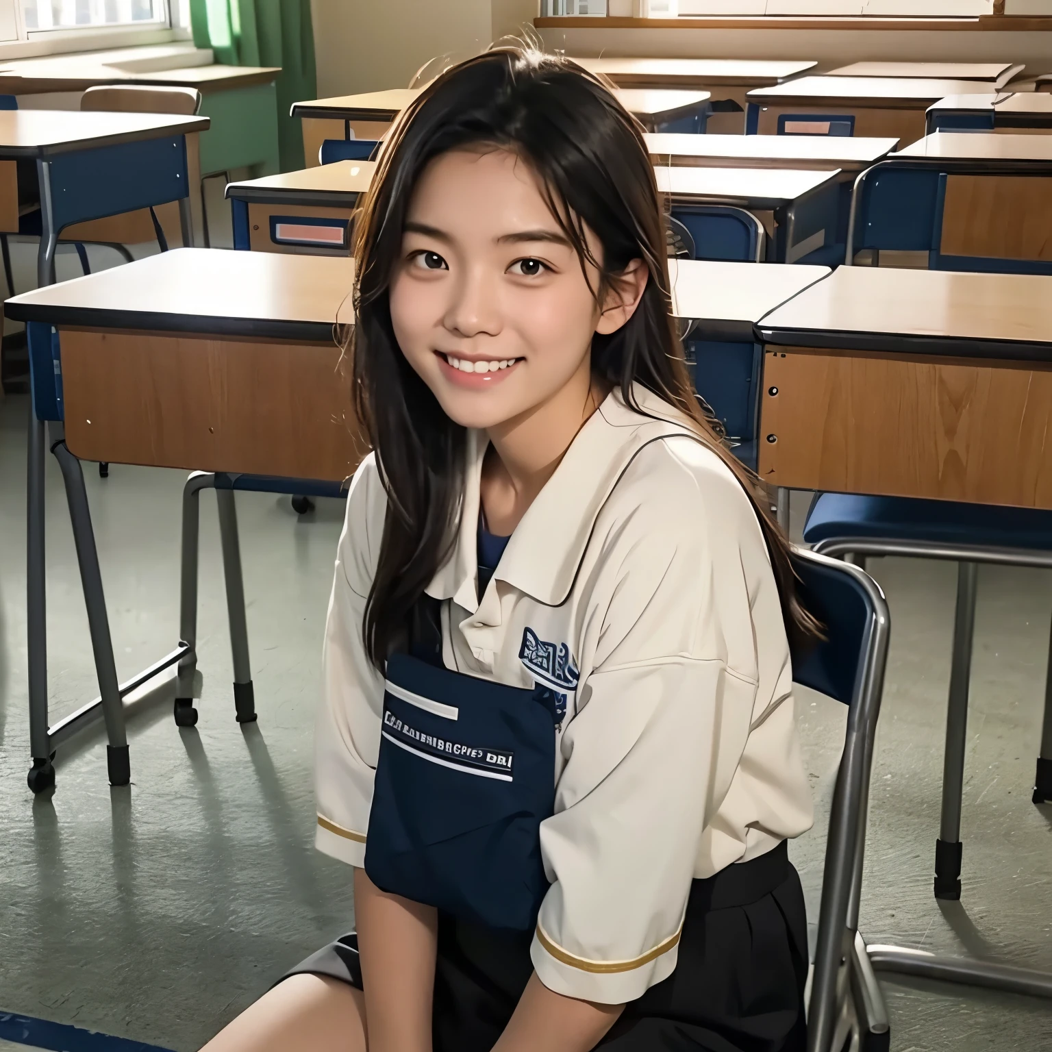 Asian、high school student、classroom、smile