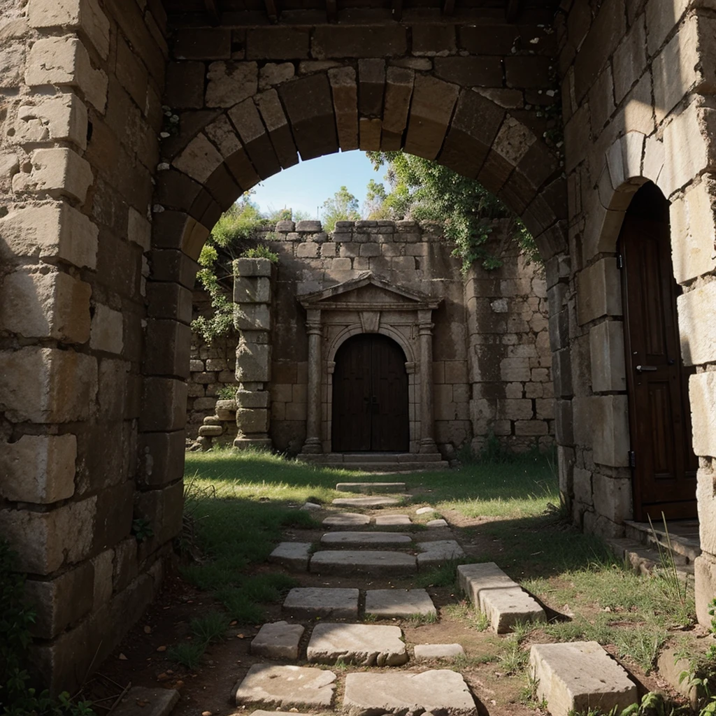 make a drawing of ancient dungeon with natures