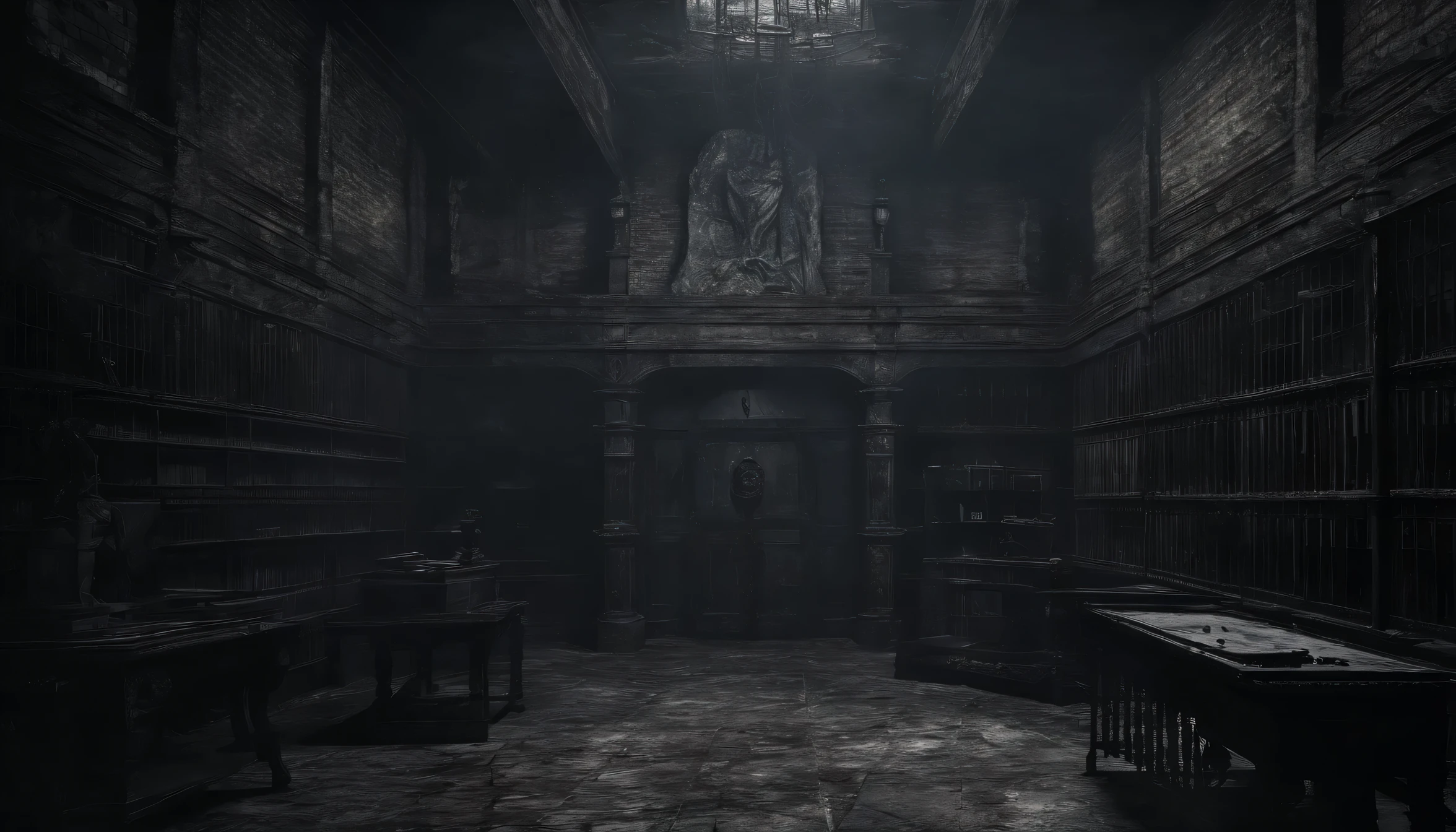 Ghost School, Astral Underworld School, college, University, 8k resolution, Mysterious, Huge stone basement, Iron prison cell, Elf, hell Hound, Spirits