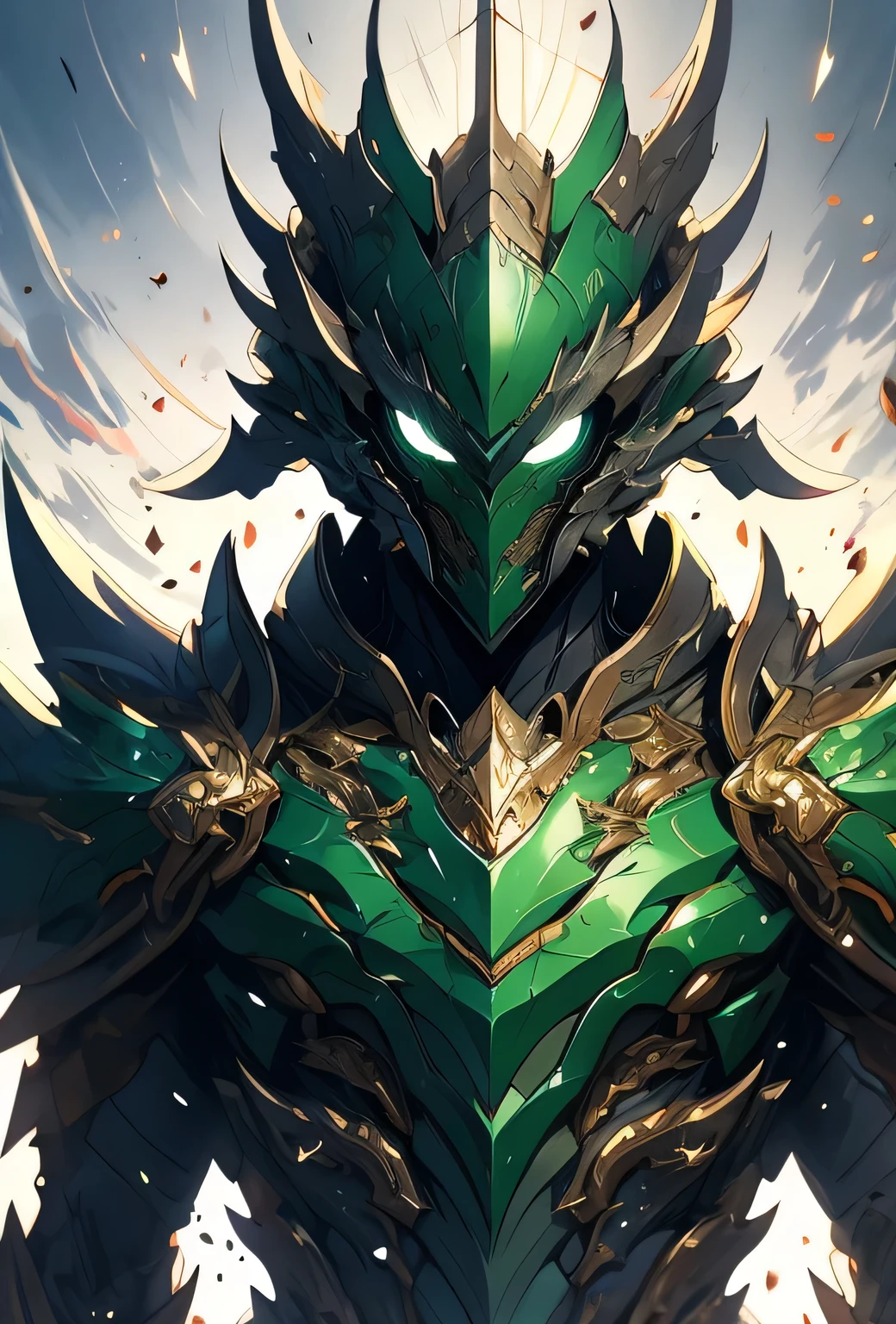 Anime, Emerald armor  , 8k resolution, highly detailed, anatomically correct, sharp image, digital painting, concept art