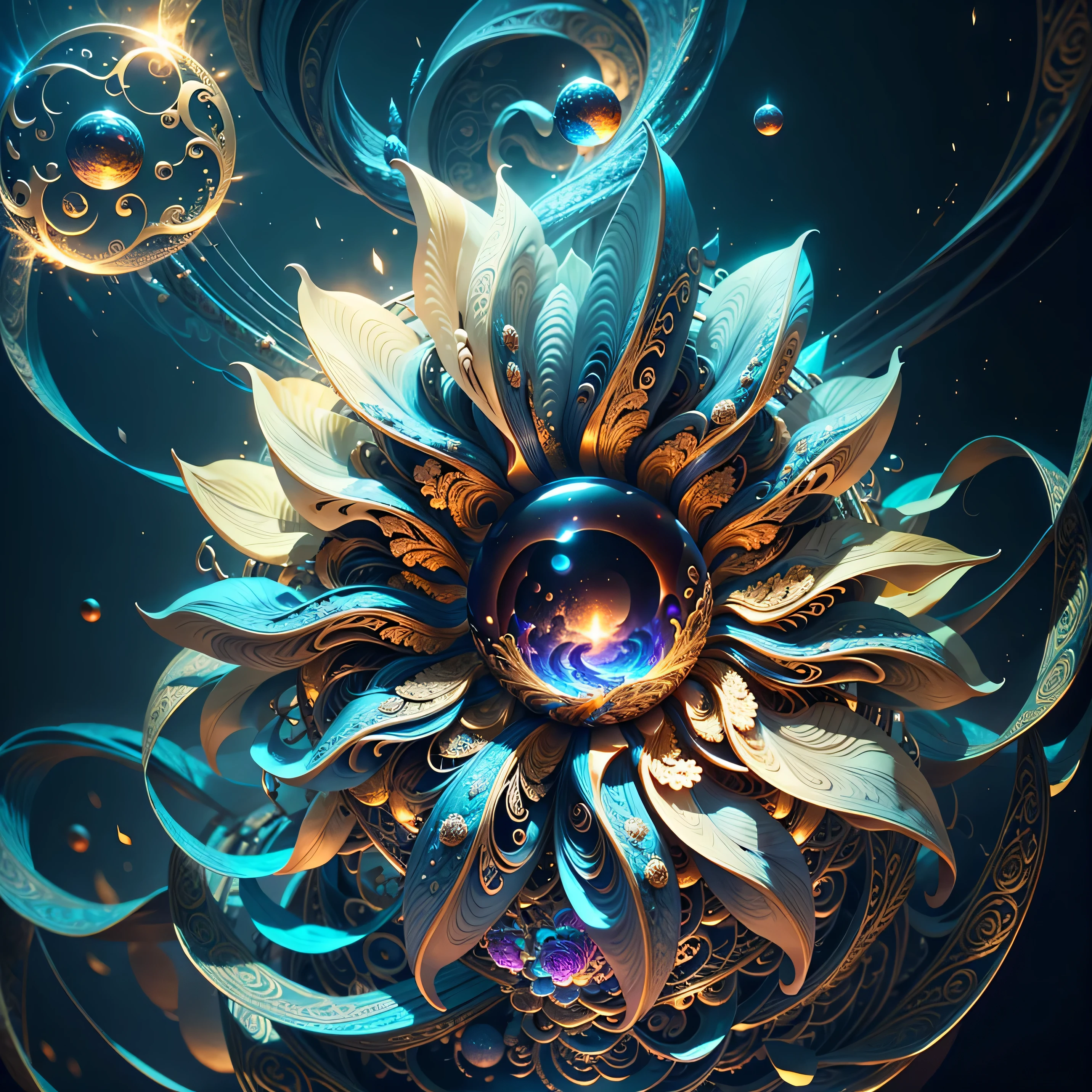 Highest image quality, ultra high definition, masterpiece, flower of life, Enlightenment, koy fish, golden dragon, light and shadow, particle light, particle special effects, Bioluminescence, beautiful romance, beautiful, dream highest quality, ultra high definition, masterpiece, exquisite CG, exquisite details, rich picture layers, beautiful, perfect details, best quality, highest image quality, high resolution, high definition, 16k, 8k, UHD, HDR, HD,--v5,--ar