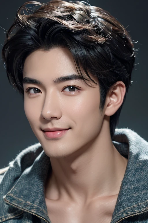 black hair, light smile, Fujicolor, Fujifilm, UHD, masterpiece, anatomically correct, textured skin, high details, best quality、male