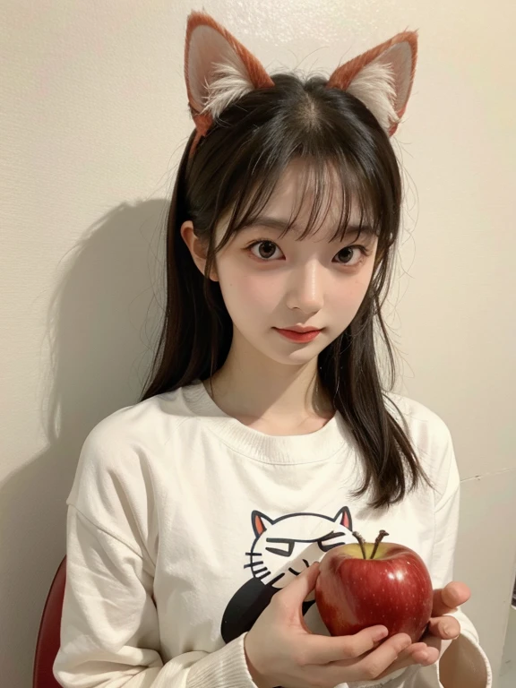 Red apples　girl　Cat ears　CatＴshirt