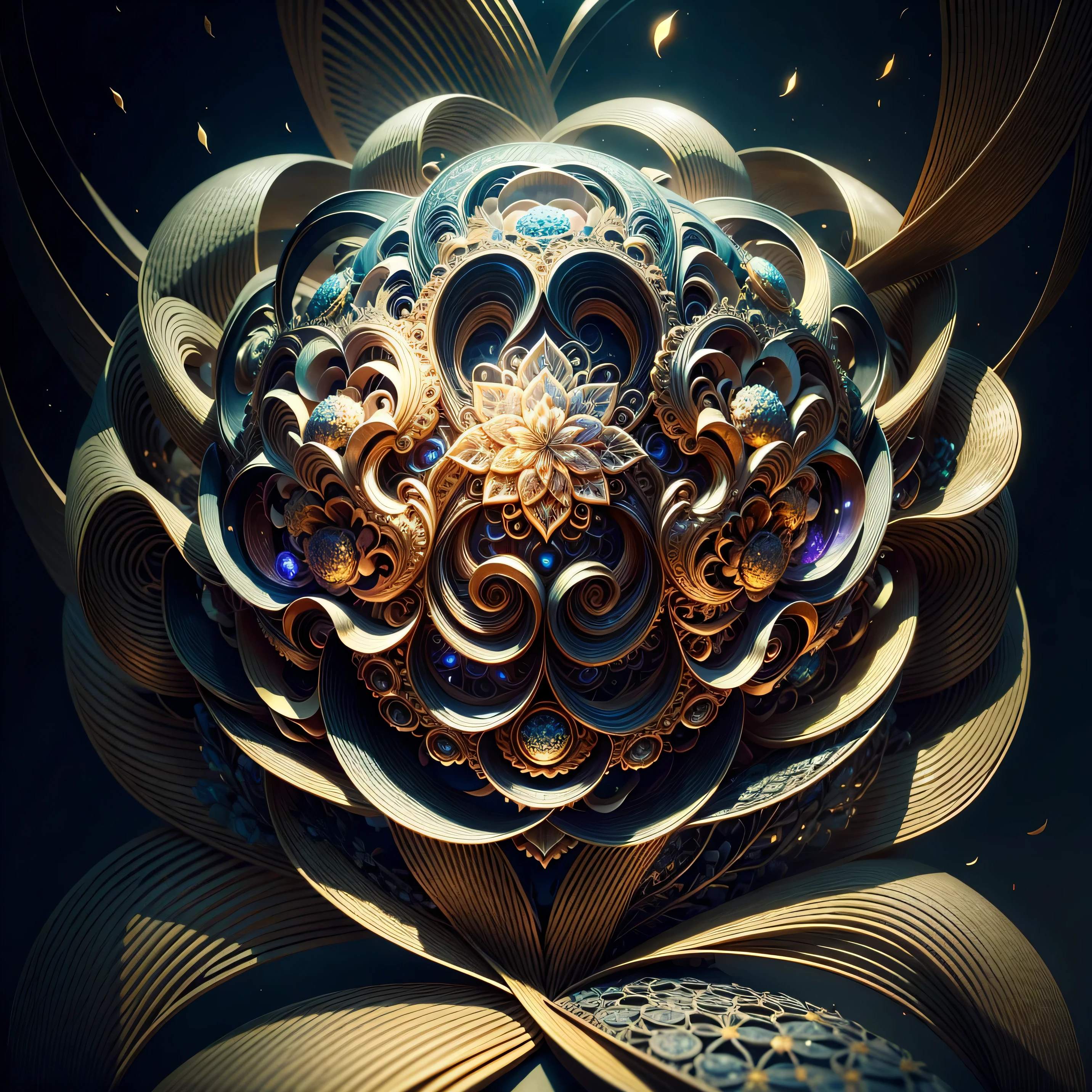 Highest image quality, ultra high definition, masterpiece, flower of life, Enlightenment, koy fish, golden dragon, light and shadow, particle light, particle special effects, Bioluminescence, beautiful romance, beautiful, dream highest quality, ultra high definition, masterpiece, exquisite CG, exquisite details, rich picture layers, beautiful, perfect details, best quality, highest image quality, high resolution, high definition, 16k, 8k, UHD, HDR, HD,--v5,--ar