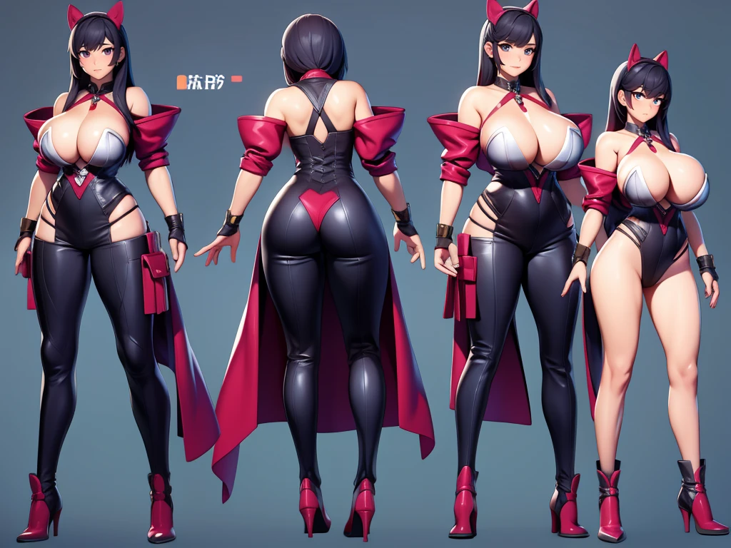 3D, Female original character action reference sheet adoptable, Full body, Huge legs, Huge Breasts, action pose, highly detailed Beautiful face,