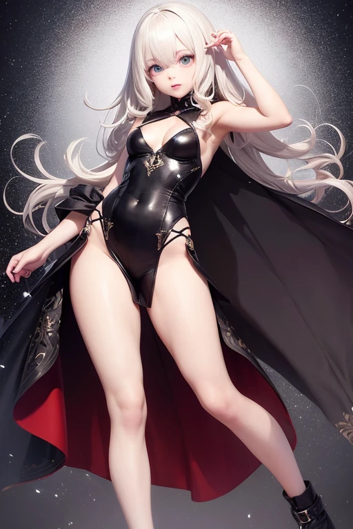 girl, hair curly, body, sexy legs, albino, dynamic pose, sexy dress