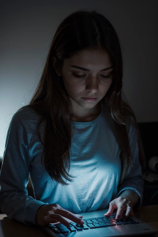 Claro:
Una persona frente a una laptop, con un antifaz. Sus manos sobre el teclado, mirando fijamente la pantalla. La luz tenue del ordenador ilumina su rostro oculto, creando un ambiente misterioso y secreto.