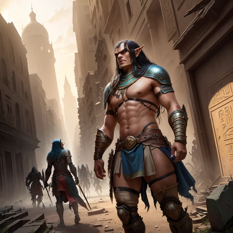 city similar to Egypt in ruins, they survived with orcs