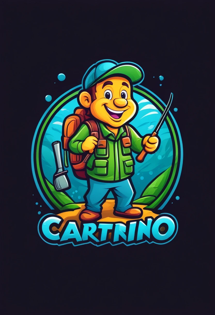 angler cartoon logo colorful