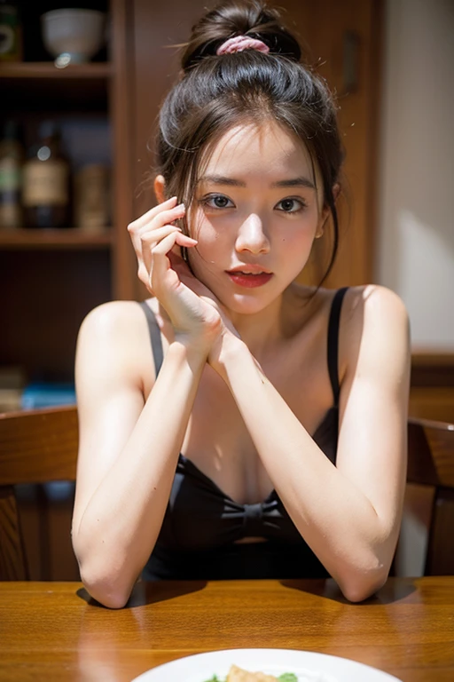 Absurd, Tabletop, Highest quality, Hmph, One Girl, Mature Woman, (Sharp focus), Villain's Smile, Medium chest, (長いblackい背景に髪), (Grey Eyes), (Detailed eyes), gothic lace outfit, black and Red theme, realism, black_city, Very detailed, Vivid, Intricate details, Realistic