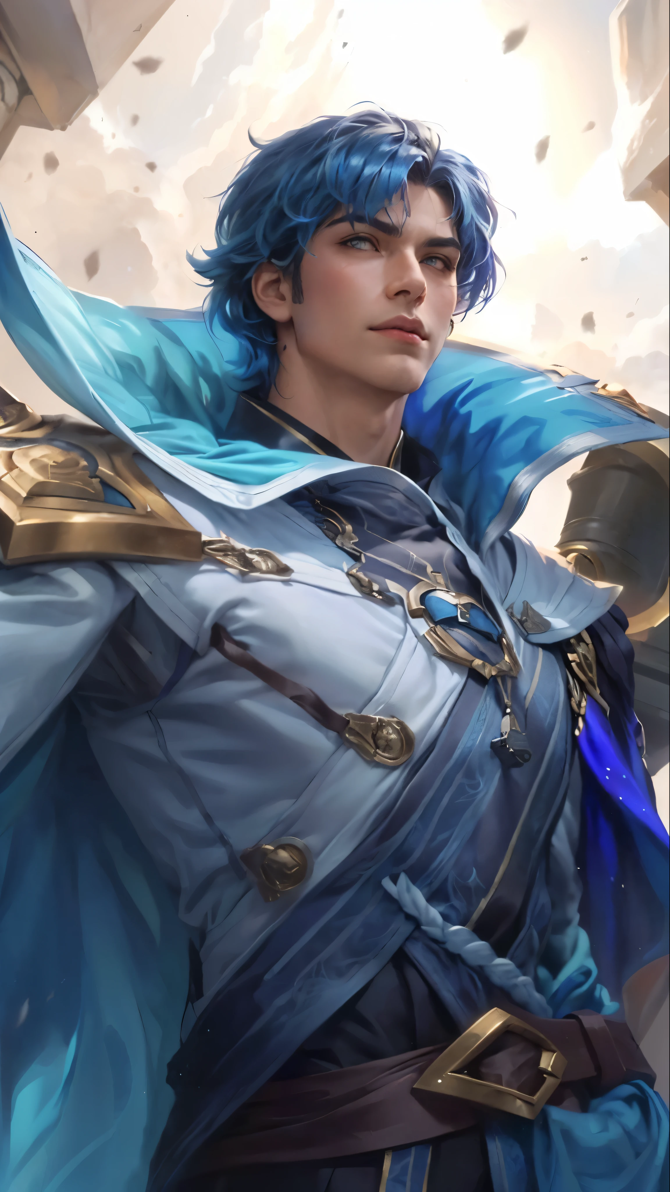 a close up of a man with blue hair and a blue cape, zenra taliyah, taliyah, extremely detailed artgerm, artgerm detailed,artgerm jsc, trending artgerm, stanley artgerm lau, stanely artgerm, youthful taliyah, artgerm lau