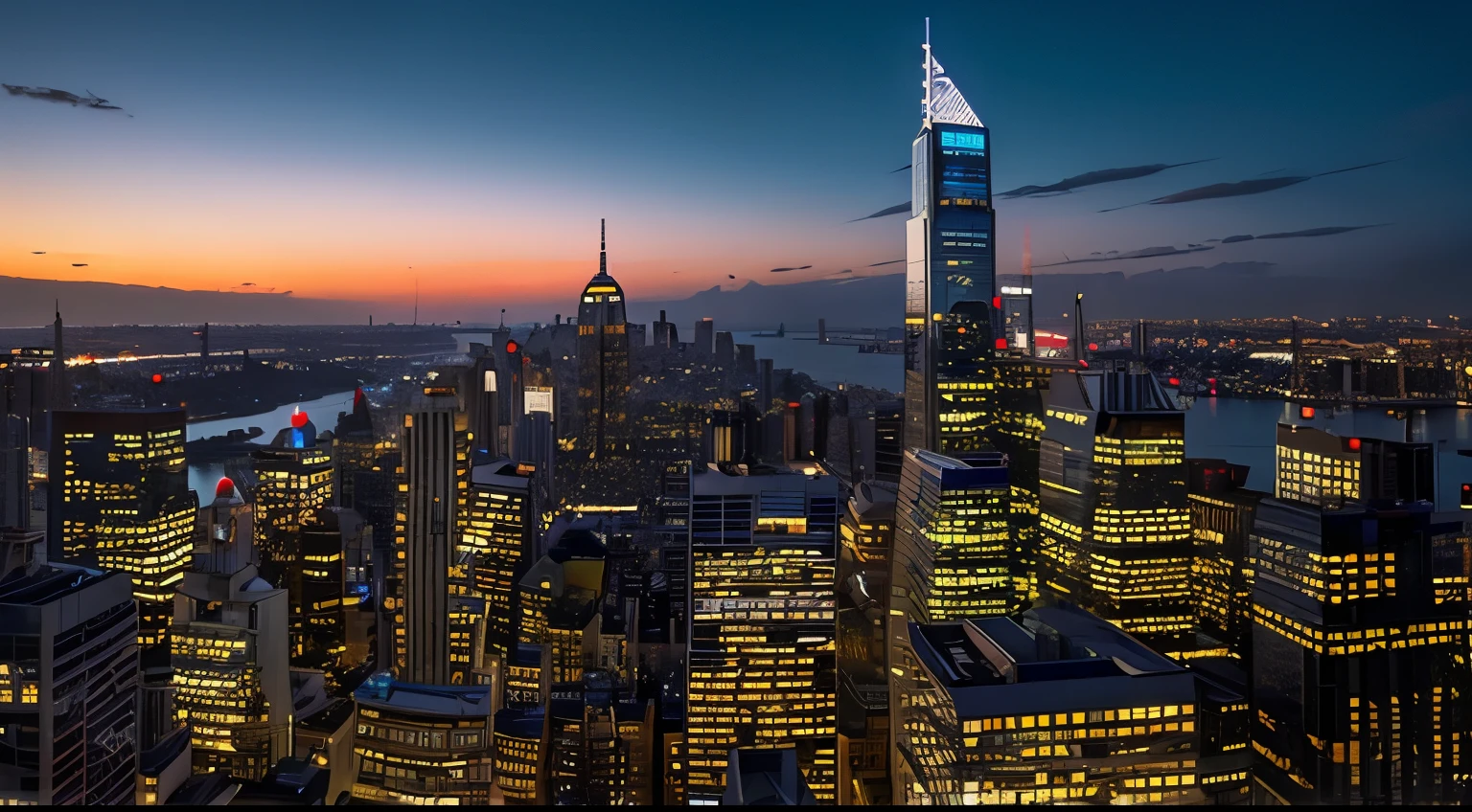 arafficial City skyline with skyscrapers reflected in a lake at dusk, Urban reflection, Urban reflections, Sydney, City light reflections, city dusk landscape, twilight skyline, City dusk, Sydneyカーラインに触発された, Cityscape, Urban Background, City skyline, Skyline view, City skyline in the background, A fantastic starry sky city at dusk