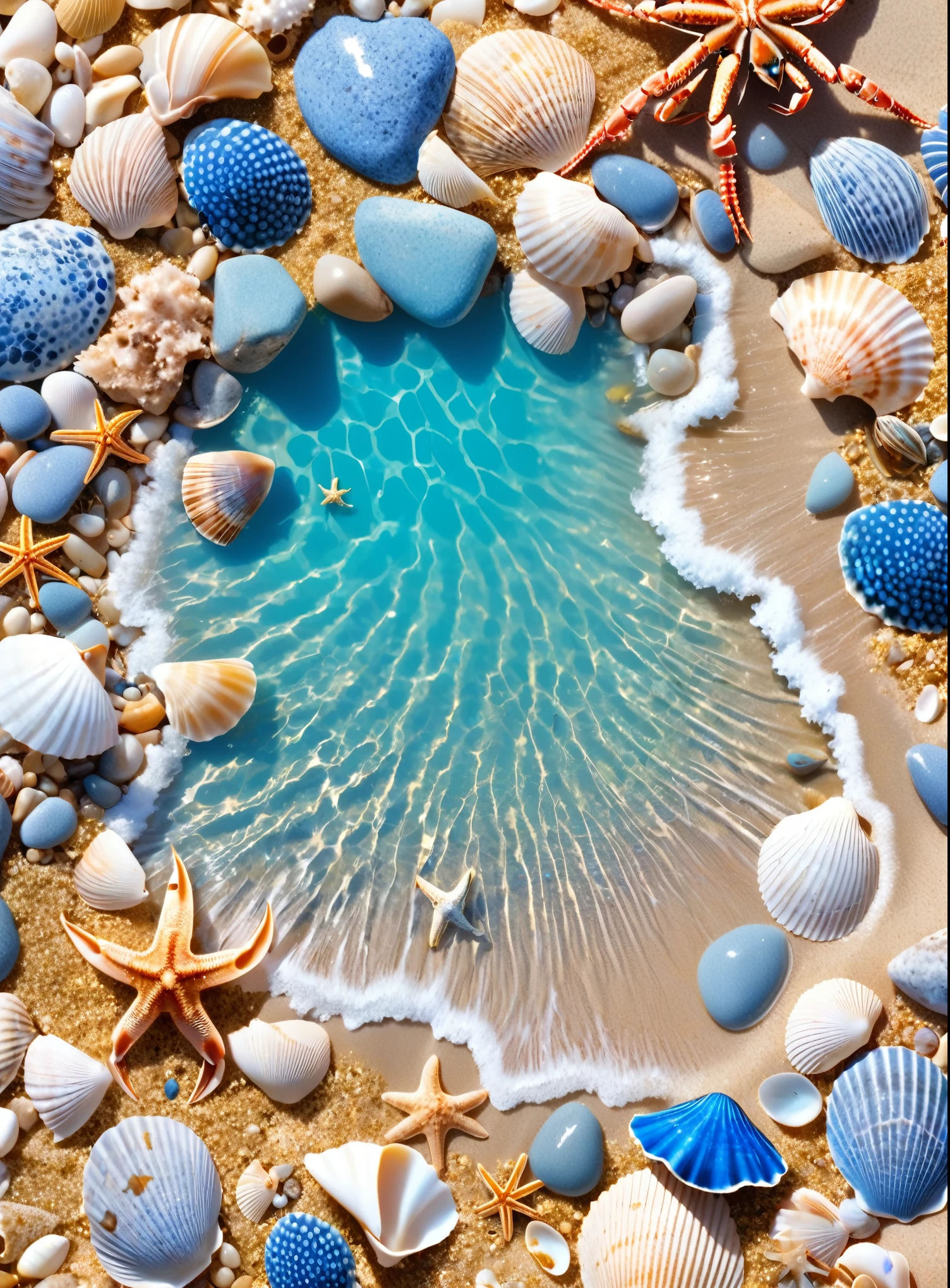 Overhead shot,birds eye view,Beautiful scenery,French Riviera,Shimizu,Small blue stones drifting on the golden beach,Beautiful shells,A cute little crab,Aesthetic,HD Wallpapers