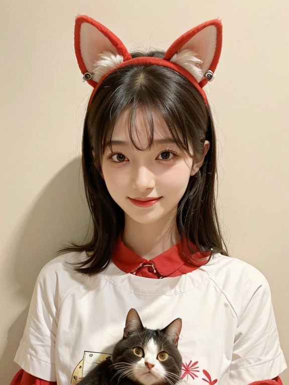 Red apples　girl　Cat ears　CatＴshirt　smile