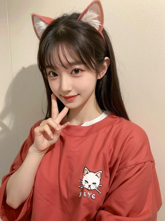 Red apples　girl　Cat ears　CatＴshirt　smile