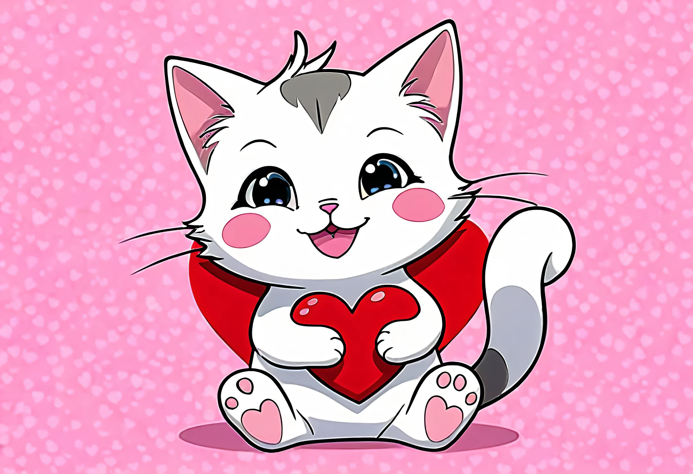 Cartoon cat with a heart on its paw, a cute cat, Cute cat, cartoonish cute, cute cat, the cat is smiling, 2995599206, anime visual of a cute cat, there is nothing, Anime Cat, cute cartoon, 2708519935, cute:2