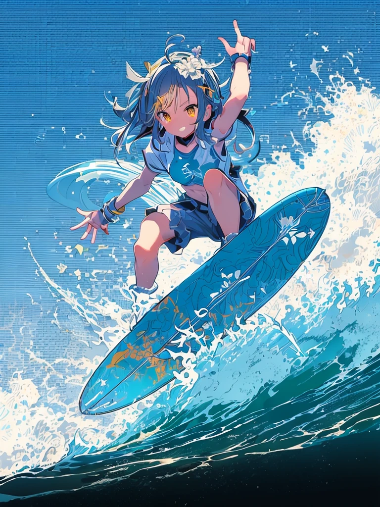 bare-legged、Anime girl on surfboard riding waves in the sea, cushart, cushart kenz, by Yoshihiko Wada, Surfing, expressing joy. by krenz cushart, , Asuka as a surfer model, anime style illustration, Official art, nagatoro, Fubuki, High quality anime art style, hight resolution, anime styled」