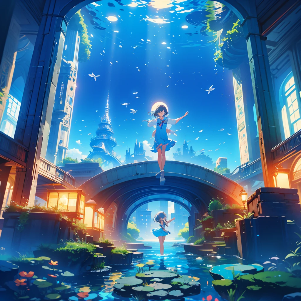 an underwater city、A girl trying to make her way to another world、Little、