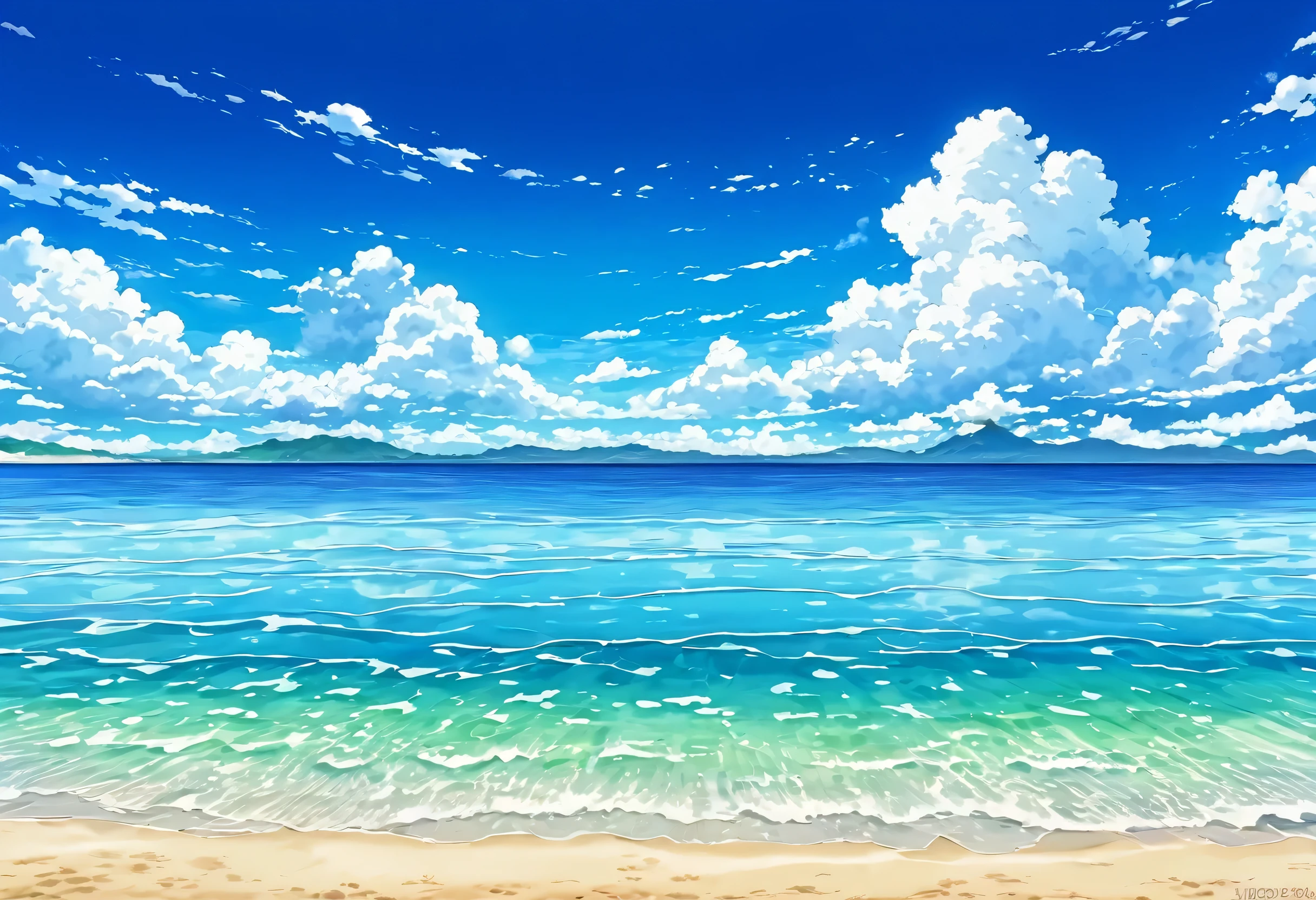 Beach with blue sky and clouds in the background, Detailed Landscape — Width 672, Anime Background, Ocean Background setting, Beach Background, Anime Background art, watermark:-1, Pixta.Japanese, Pixta. Japanese, Beautiful peaceful scene in anime, Ocean Background, Landscape Background, Highly detailed background, Sea in the background, Seaside Background, photograph