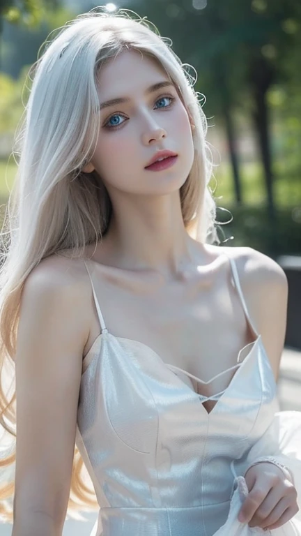 masterpiece, Ultra realistic, 16k, high quality, incredibly detailed, dream aesthetic, dream atmosphere, cinematic, work of art, (sharp focus: 1.5), (photorealistic: 1.3), featured (Beautiful hot girl), pretty delicate girl (Princess), cinematic, detailed, 4k sharp focus, realistic. Gorgeous. Seductive. pale blond hair (realistic texture), illuminated amber hair, detailed hair (realistic), very pale-hair. framing her pale, (pale-white skin) alabaster skin that seems to glow ethereally. Her attire is goth. Voluptuous form. Turquoise blue eyes (intense eyes look). A symmetrical face ::2 goth clothes + trending on artstation + fantasy art + realistic cloth + fractals in the background, flowing hair --aspect 9:21 --uplight his otherworldly beauty. realistic skin texture, pale-white skin illuminated. realistic perfect shading. absurdres, realistic textures. solo, alone, 1girl. looking at viewer. female muscular body, toned body, defined muscles. Large natural breasts, cleavage. pantyhose, a (white) royal queen dress adorned in gold (realistic texture). In Different positions at different angles. Night background. unbelievably real, best quality, Photorealistic.