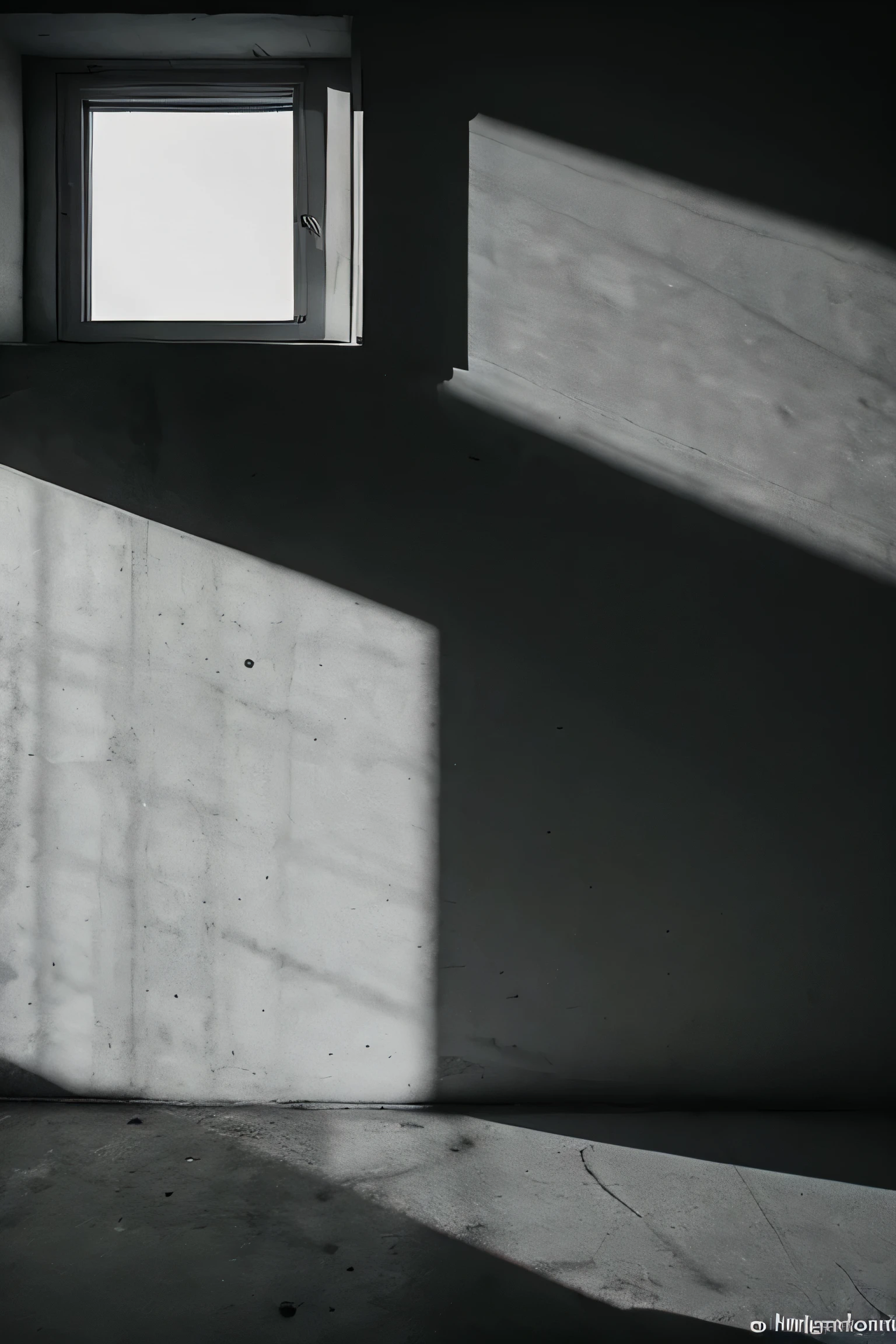Russian avant-garde,Concrete Room,Very small window,The light shines through,Monochrome