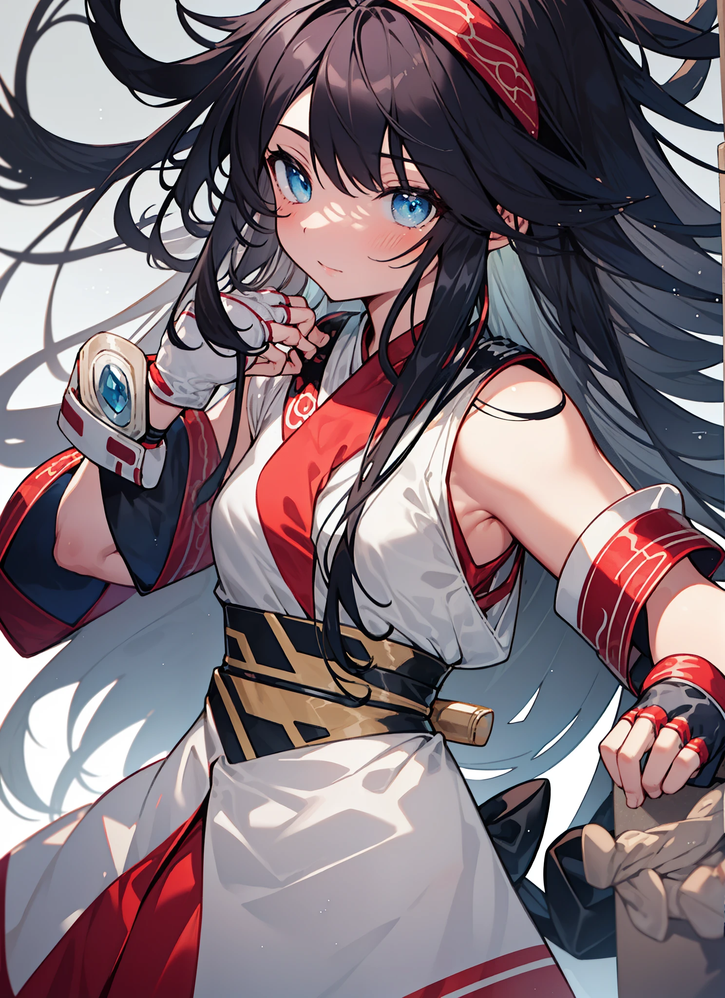 (masterpiece, highest quality, High resolution, unity 8k wallpaper, Highly detailed CG:1), (shape:1.0), 1 girl,alone,  Stagnation , bow, hair band, Ainu Costume, Fingerless gloves   , Short sleeve 