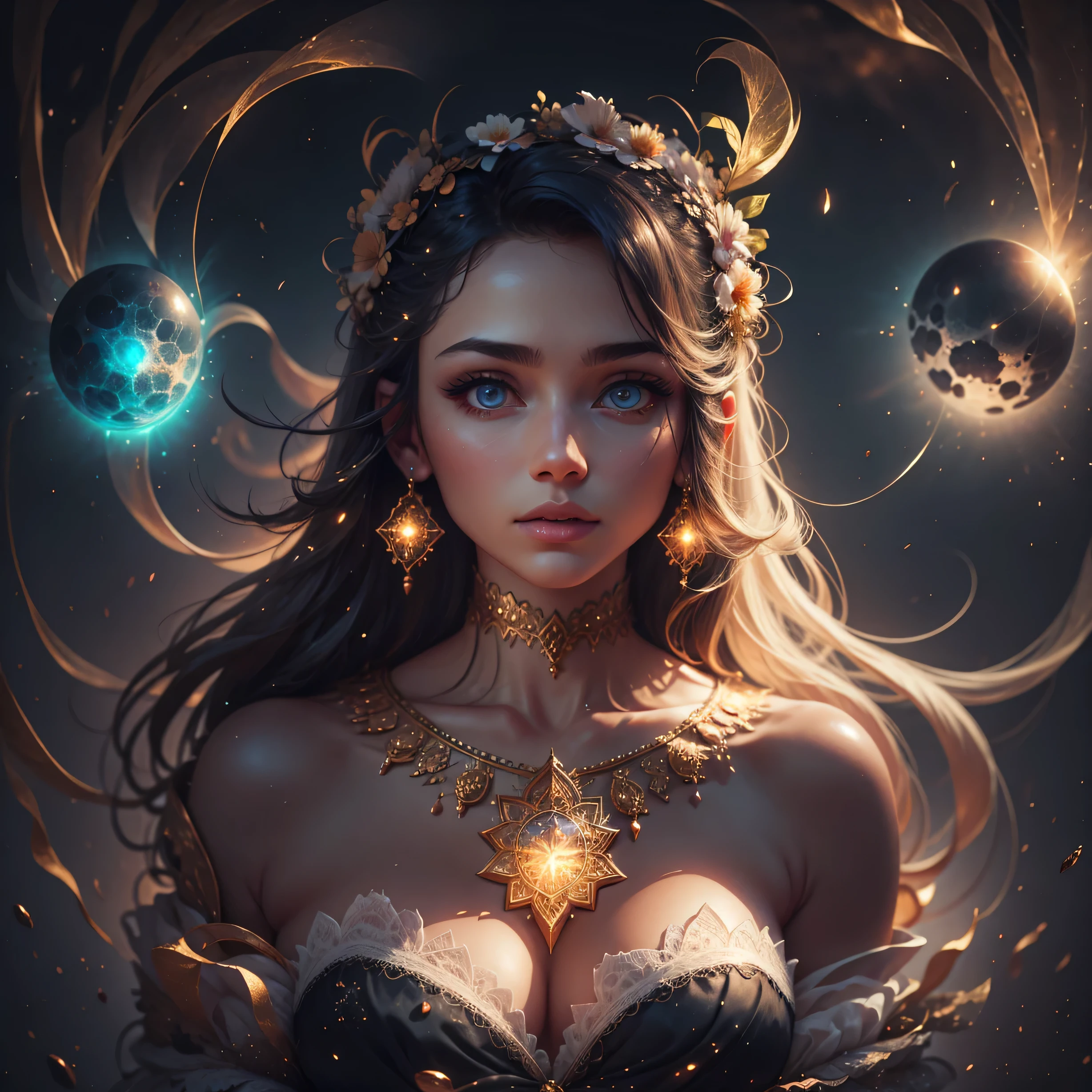 Highest image quality, ultra high definition, masterpiece, flower of life, Enlightenment, golden heart in the middle of her chest, beautiful lady in meditation, depth in eyes, super realistic eyes, light and shadow, particle light, particle special effects, Bioluminescence, beautiful romance, beautiful, dream highest quality, ultra high definition, masterpiece, exquisite CG, exquisite details, rich picture layers, beautiful, perfect details, best quality, highest image quality, high resolution, high definition, 16k, 8k, UHD, HDR, HD,--v5,--ar