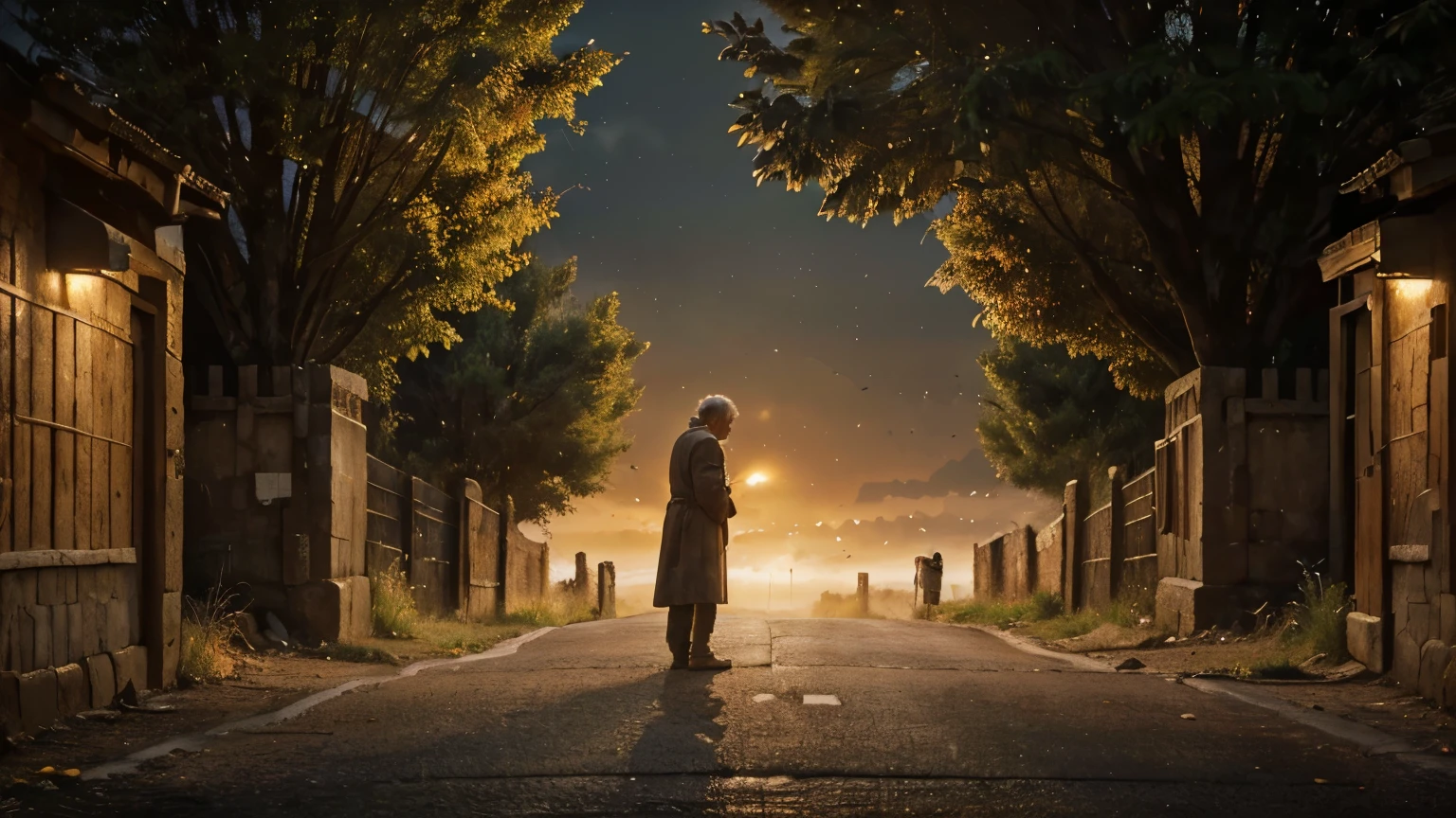 (from afar an old man is seen saying goodbye to a young man on a road, extremely sad, crying, ancient Judea, heartbreaking scene), (oil painting), (vibrant brush strokes, detailed textures, rich colors), (best quality, resolution 4k, high resolution: 1.2), (emotional, touching, dramatic, tears, crying), (warm tones, earth colors), (soft, diffuse lighting)