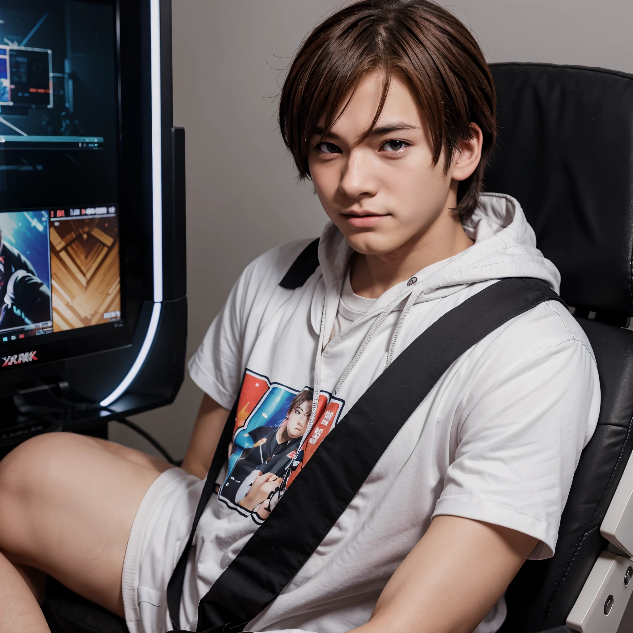 Anime gaming boy blushing
